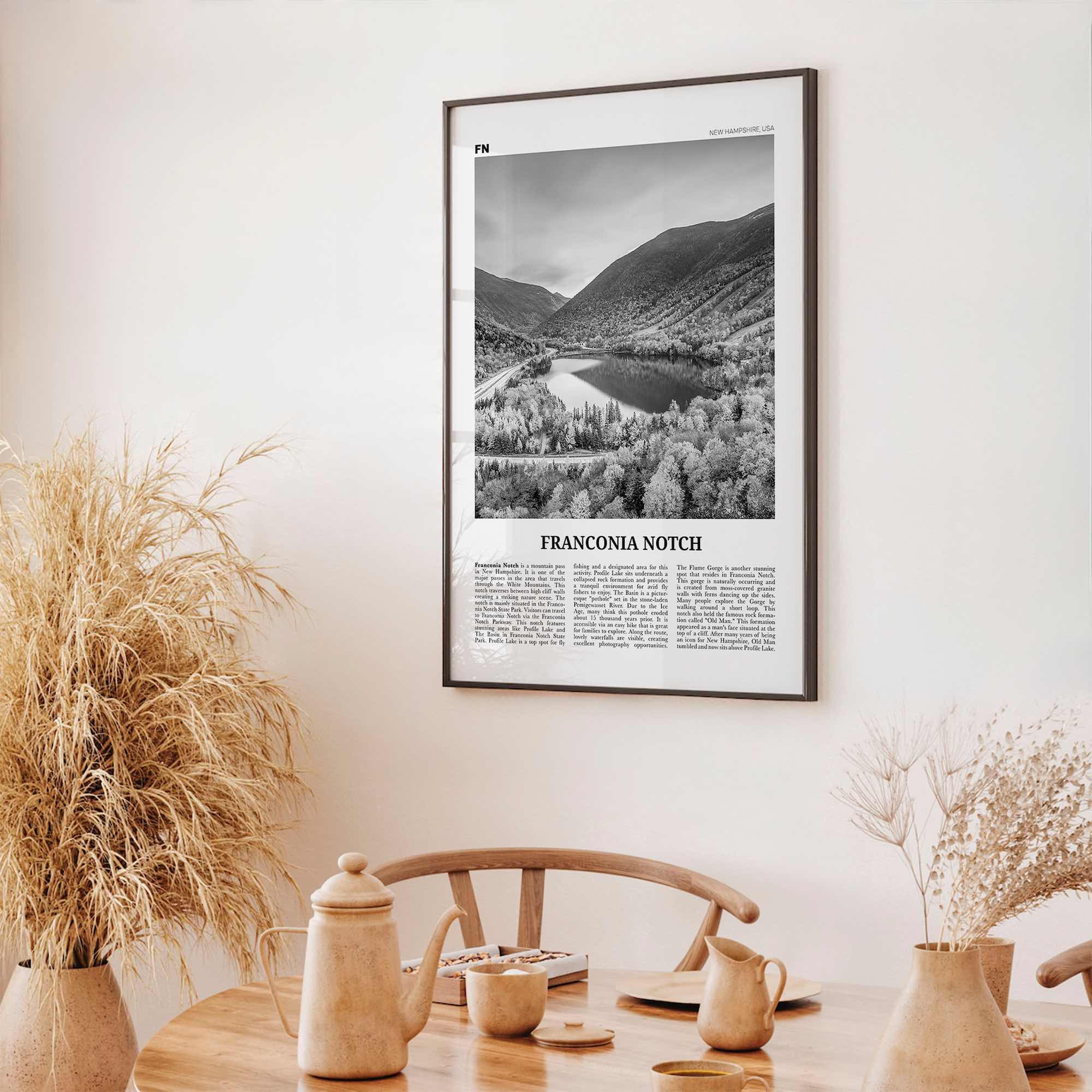 Franconia Notch Print Black and White, Franconia Notch Wall Art, Franconia Notch Poster, Franconia Notch Photo, New Hampshire, USA