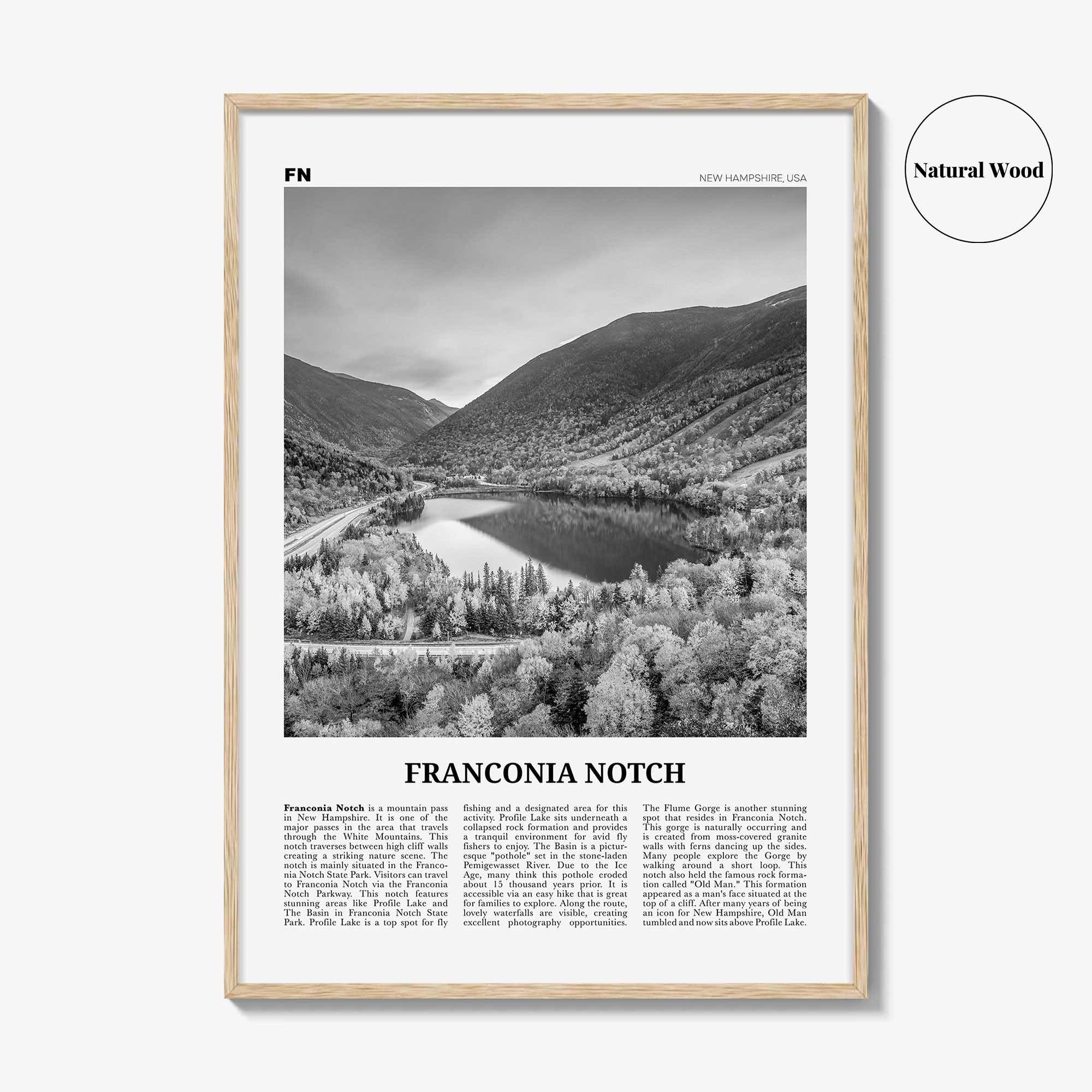 Franconia Notch Print Black and White, Franconia Notch Wall Art, Franconia Notch Poster, Franconia Notch Photo, New Hampshire, USA