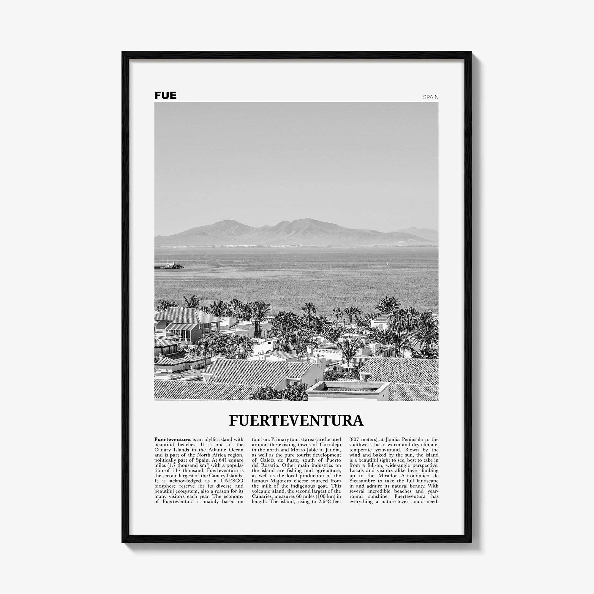 Fuerteventura Print Black and White, Fuerteventura Wall Art, Fuerteventura Poster, Fuerteventura Photo, Spain, España, Europe