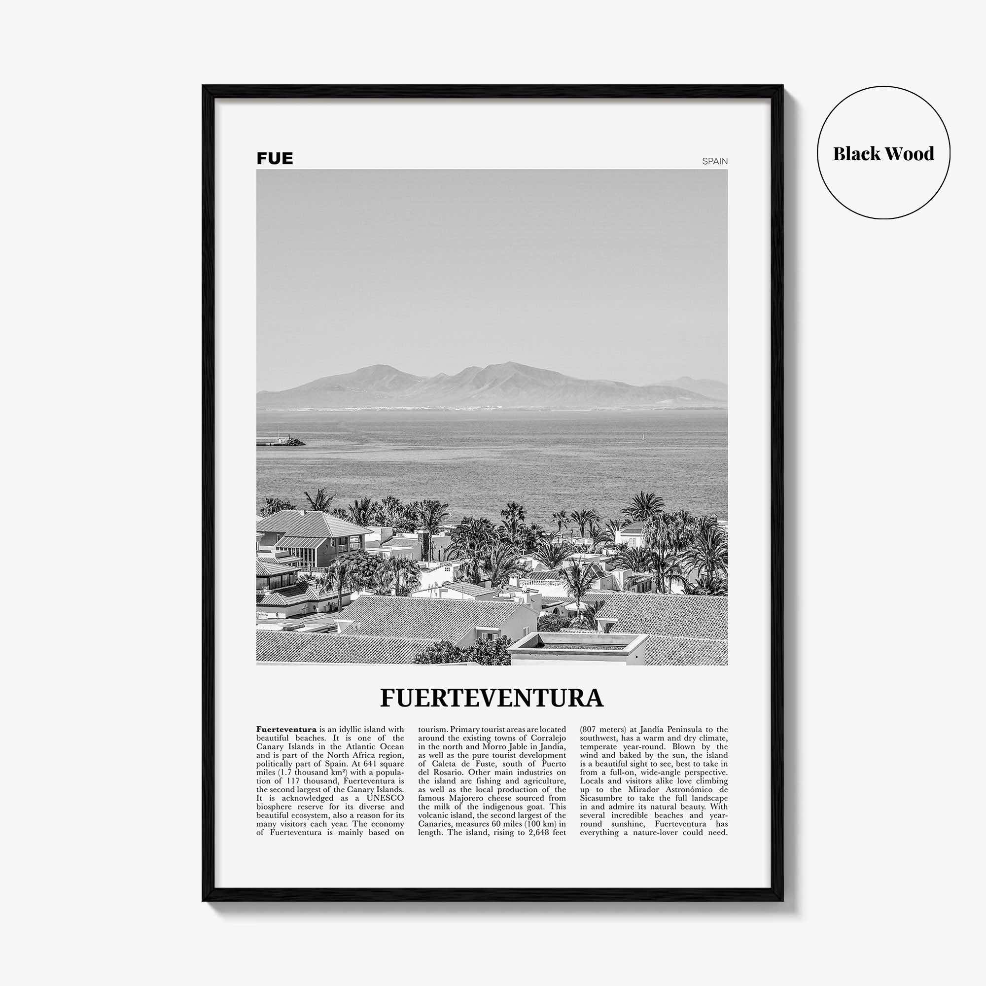 Fuerteventura Print Black and White, Fuerteventura Wall Art, Fuerteventura Poster, Fuerteventura Photo, Spain, España, Europe