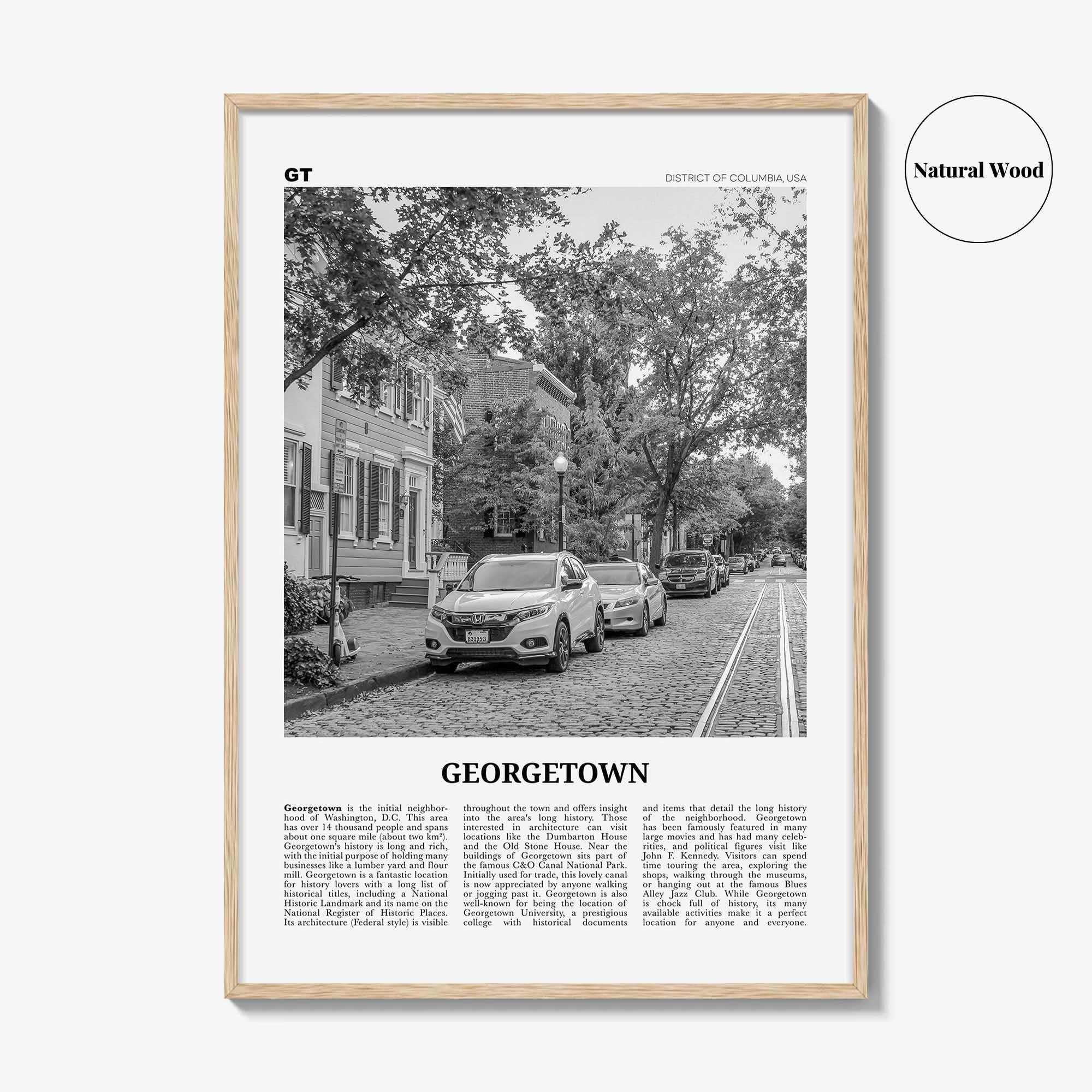 Georgetown Print Black and White Washington DC, Georgetown Wall Art, Georgetown Poster, Georgetown Photo, Georgetown Décor, Georgetown Map