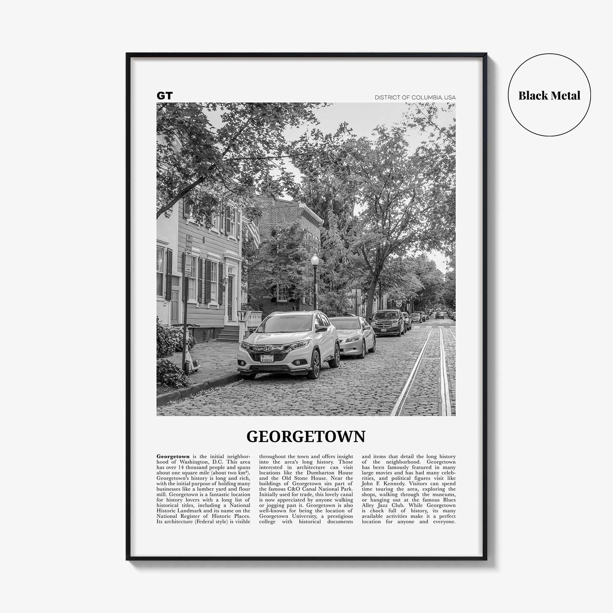 Georgetown Print Black and White Washington DC, Georgetown Wall Art, Georgetown Poster, Georgetown Photo, Georgetown Décor, Georgetown Map
