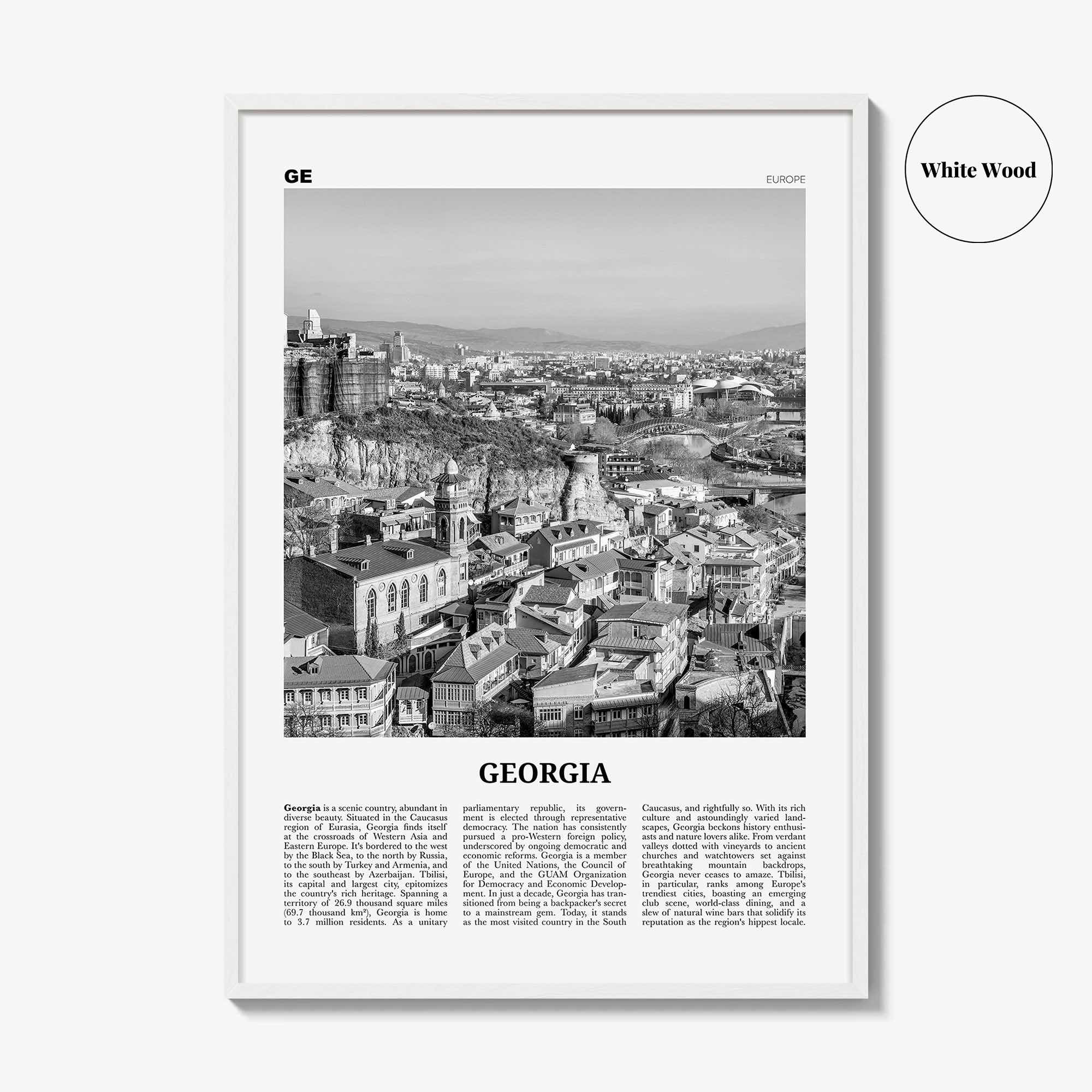 Georgia Country Print Black and White, Georgia Wall Art, Georgia Poster, Georgia Photo, Wall Decor, საქართველო, Sakartvelo, Tbilisi, Europe