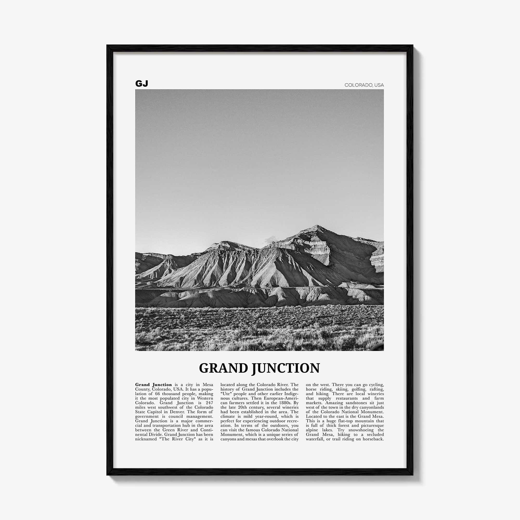 Grand Junction Print Black and White, Grand Junction Wall Art, Grand Junction Poster, Grand Junction Photo, Grand Junction Map, Colorado