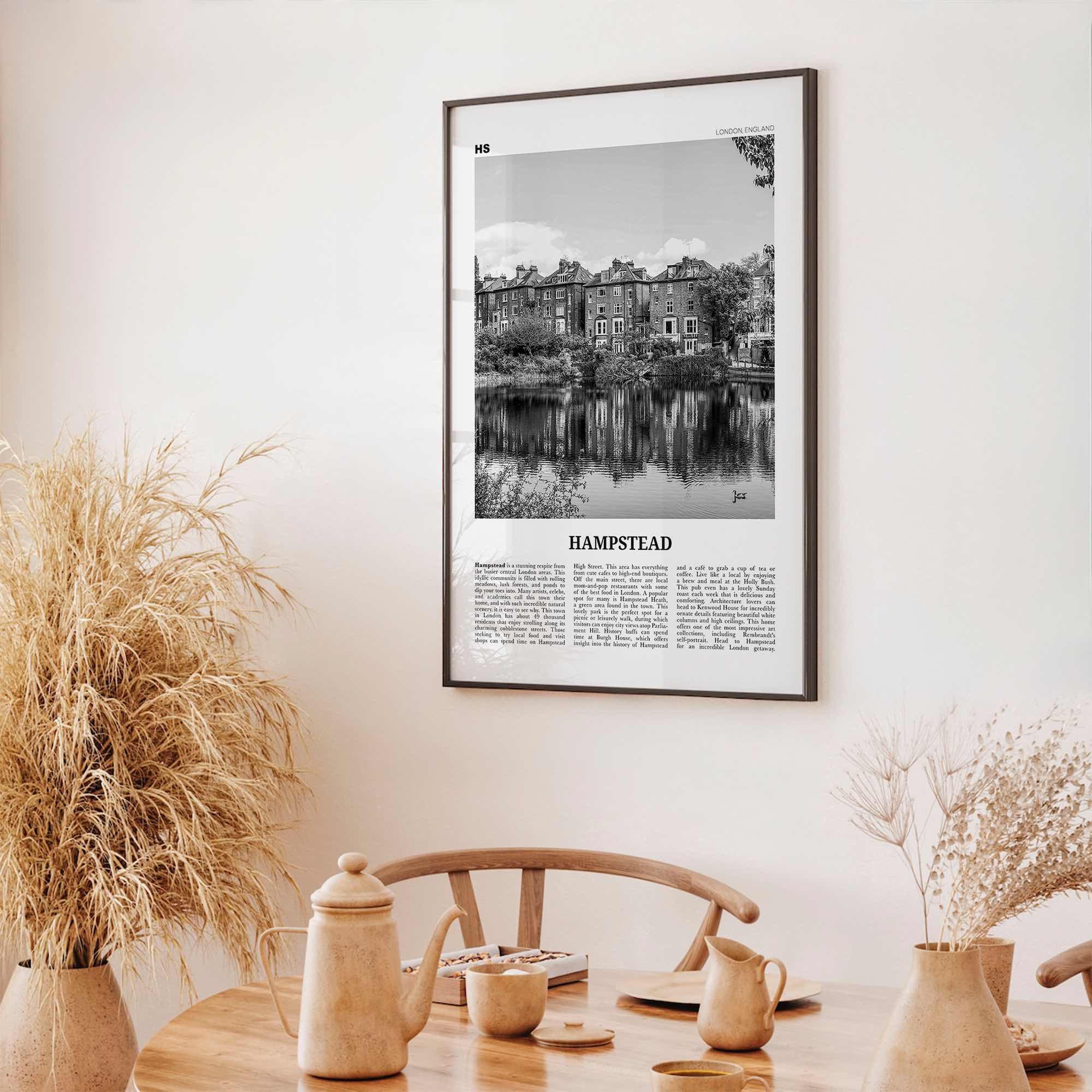 Hampstead Print Black and White, Hampstead Wall Art, Hampstead Poster, Hampstead Photo, Hampstead Wall Décor, Hampstead Map, London, England