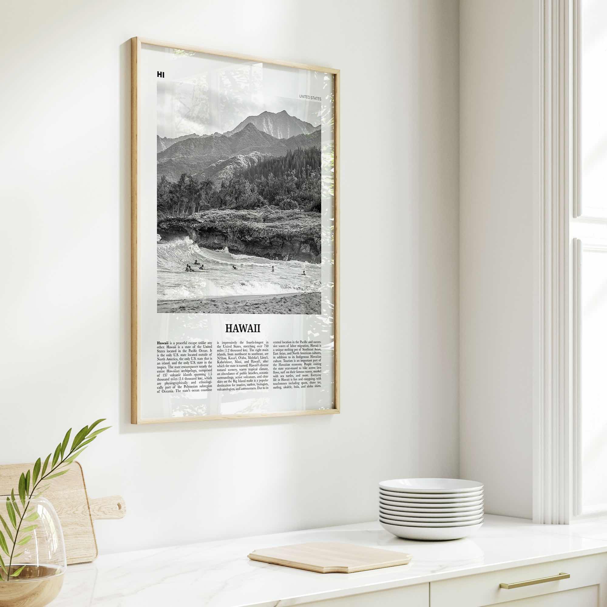 Hawaii Print Black and White No 1, Hawaii Wall Art, Hawaii Poster, Hawaii Photo, Hawaii Wall Decor, Hawaiian Islands Poster Print