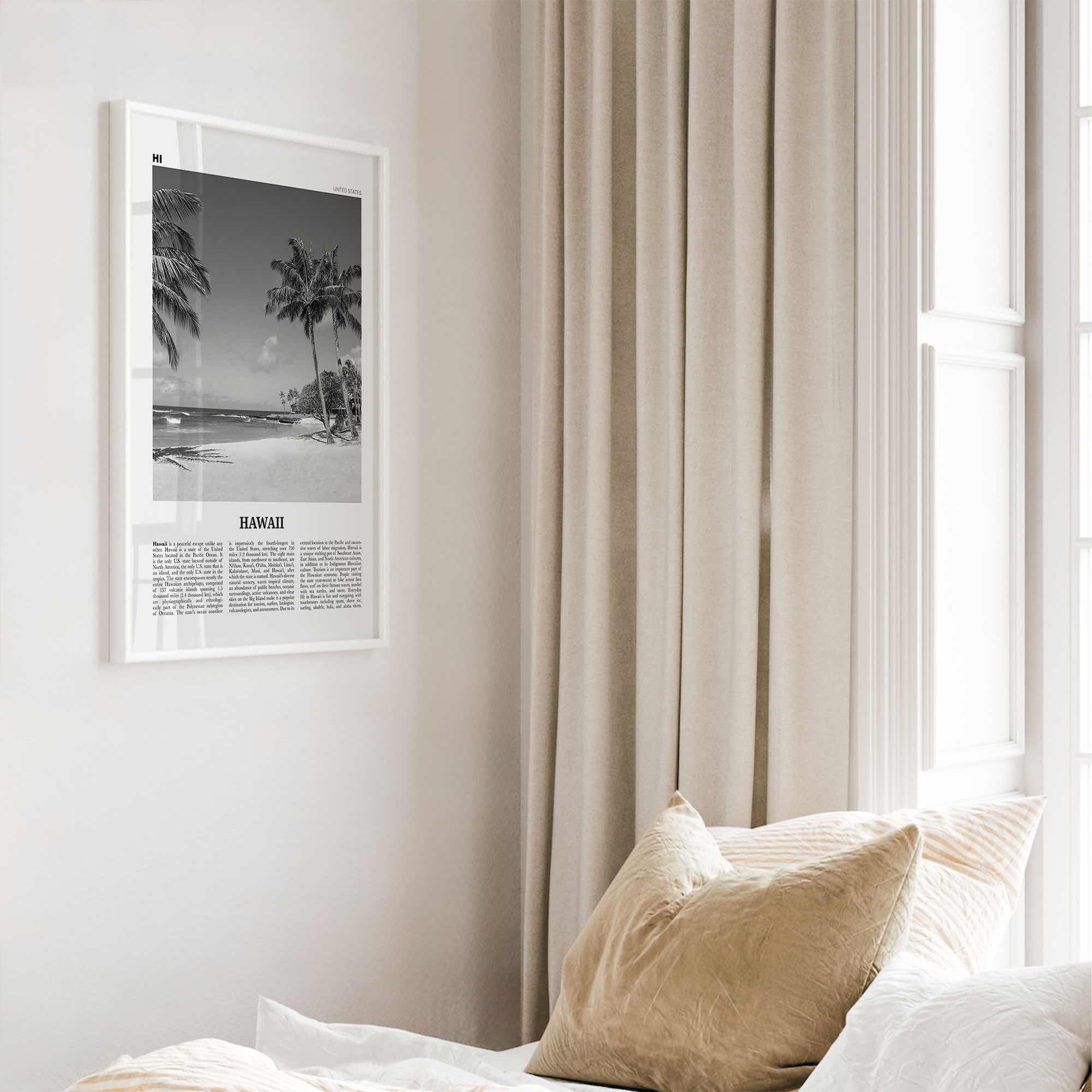 Hawaii Print Black and White No 4, Hawaii Wall Art, Hawaii Poster, Hawaii Photo, Hawaii Wall Décor, Hawaii Map, United States