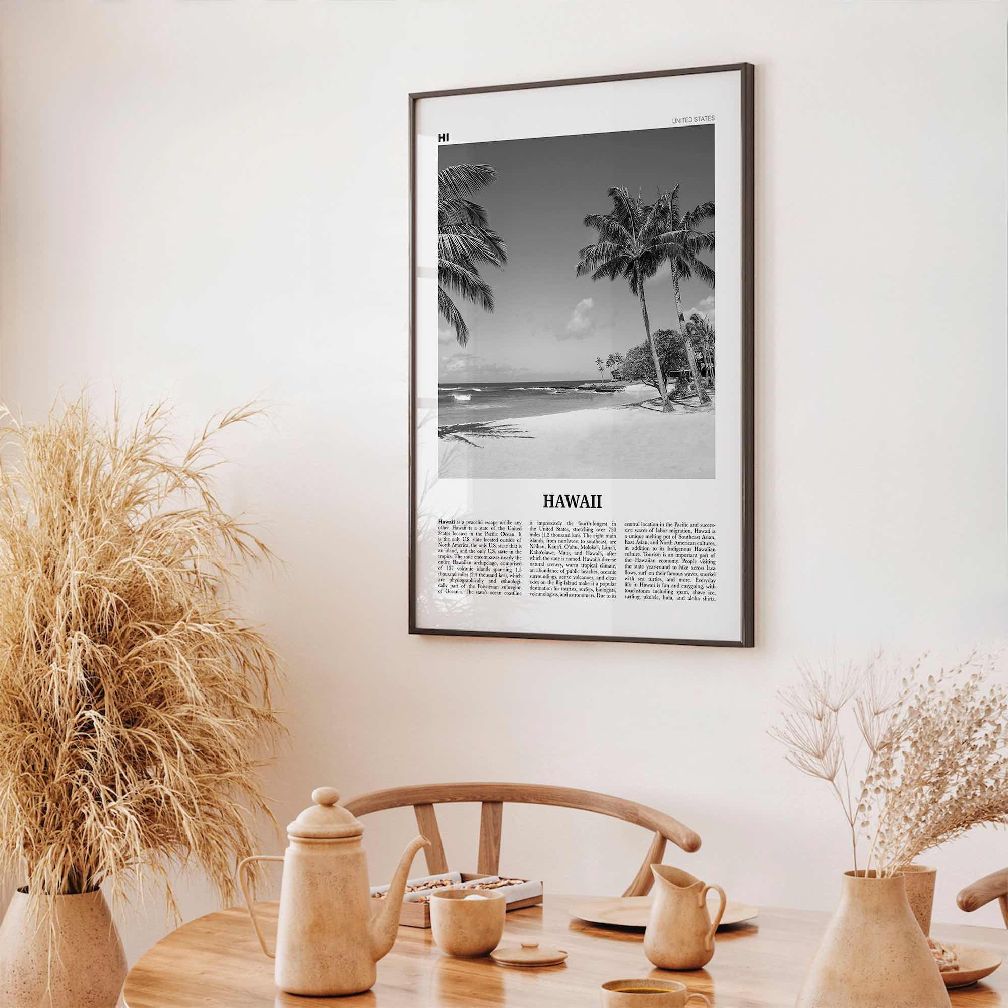 Hawaii Print Black and White No 4, Hawaii Wall Art, Hawaii Poster, Hawaii Photo, Hawaii Wall Décor, Hawaii Map, United States