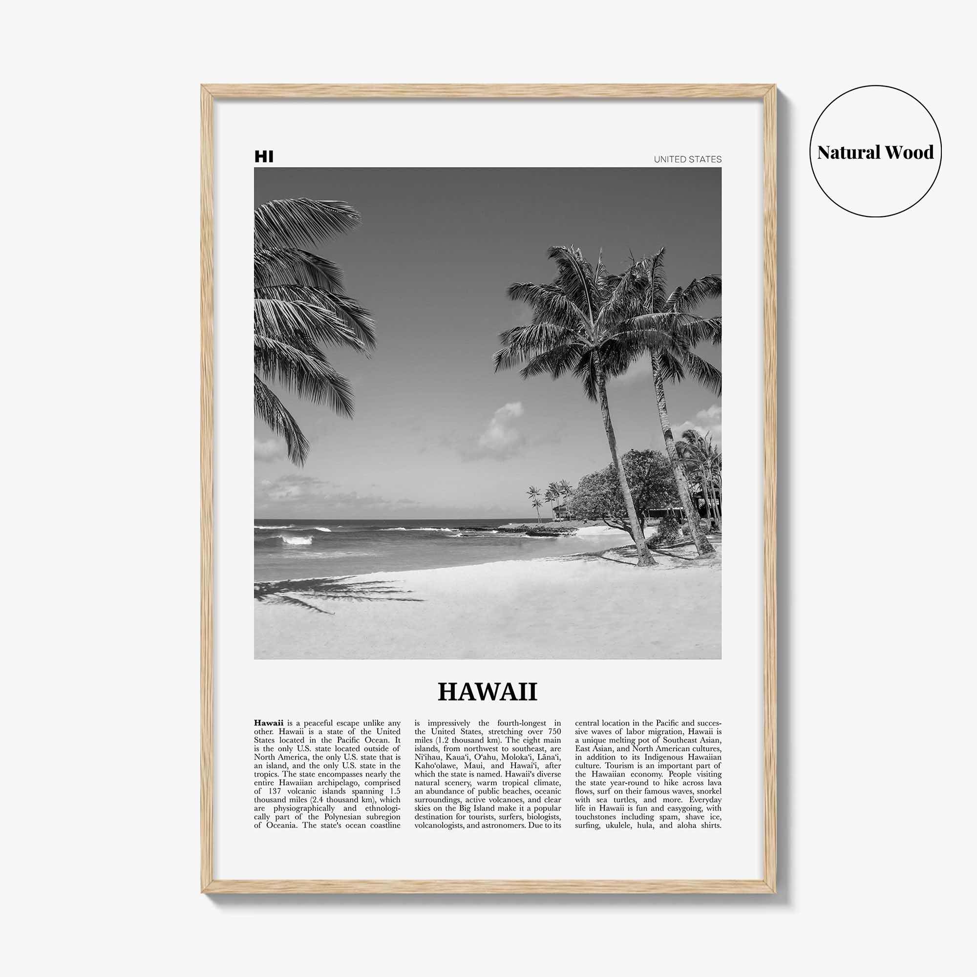 Hawaii Print Black and White No 4, Hawaii Wall Art, Hawaii Poster, Hawaii Photo, Hawaii Wall Décor, Hawaii Map, United States