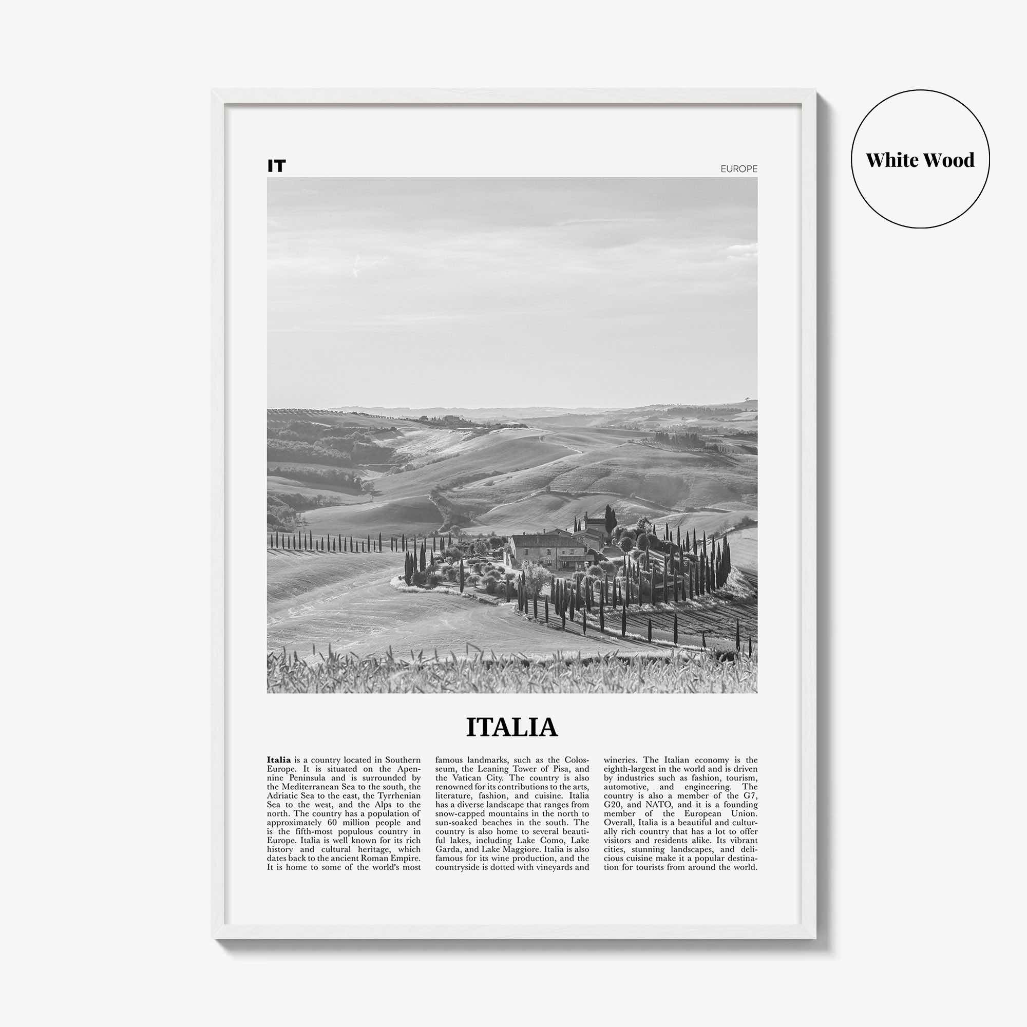 Italia Print Black and White, Italia Wall Art, Italia Poster, Italia Photo, Italia Wall Décor, Italia Map, Europe