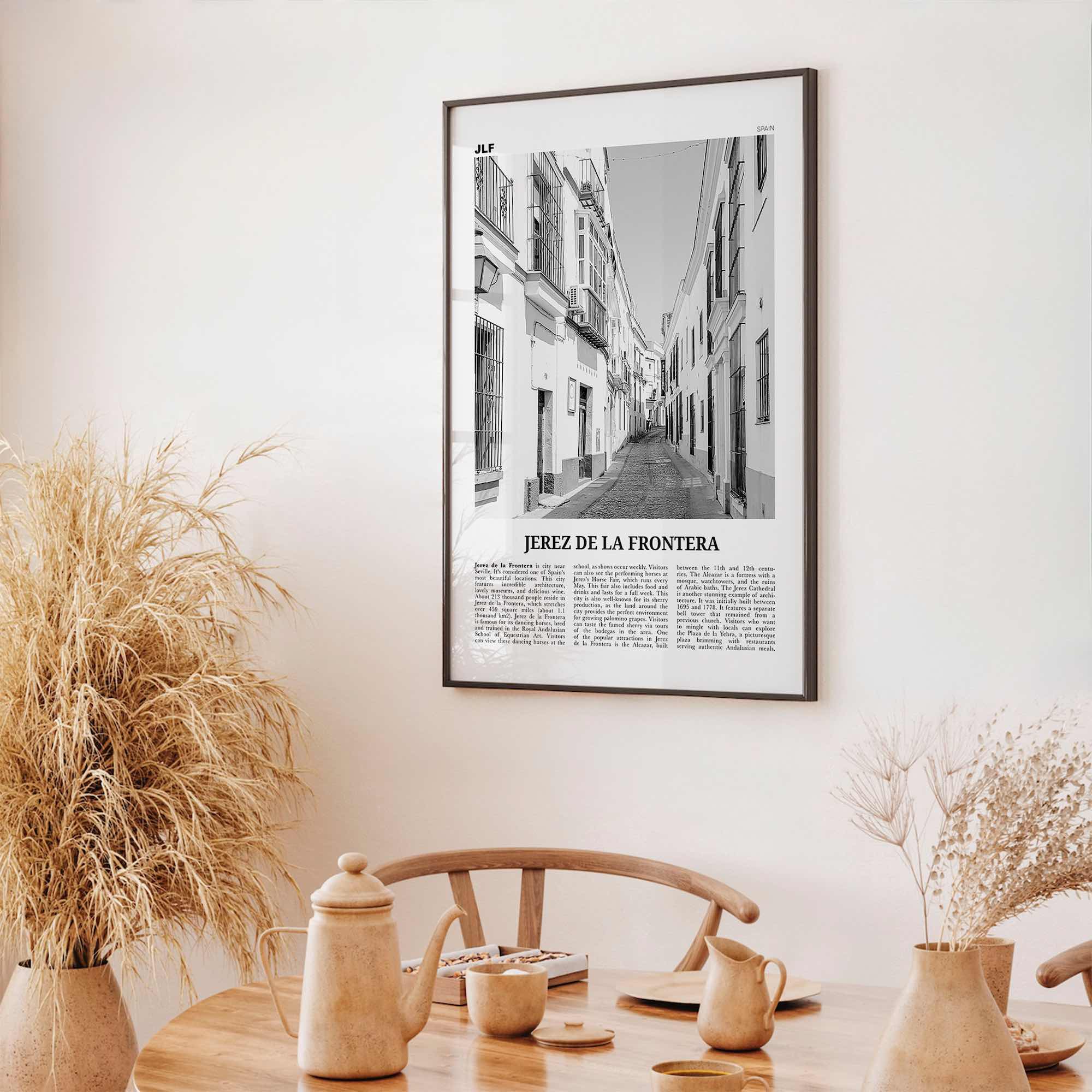 Jerez de la Frontera Print Black and White, Jerez de la Frontera Art, Jerez de la Frontera Poster, Photo, Décor, Jerez de la Frontera Map