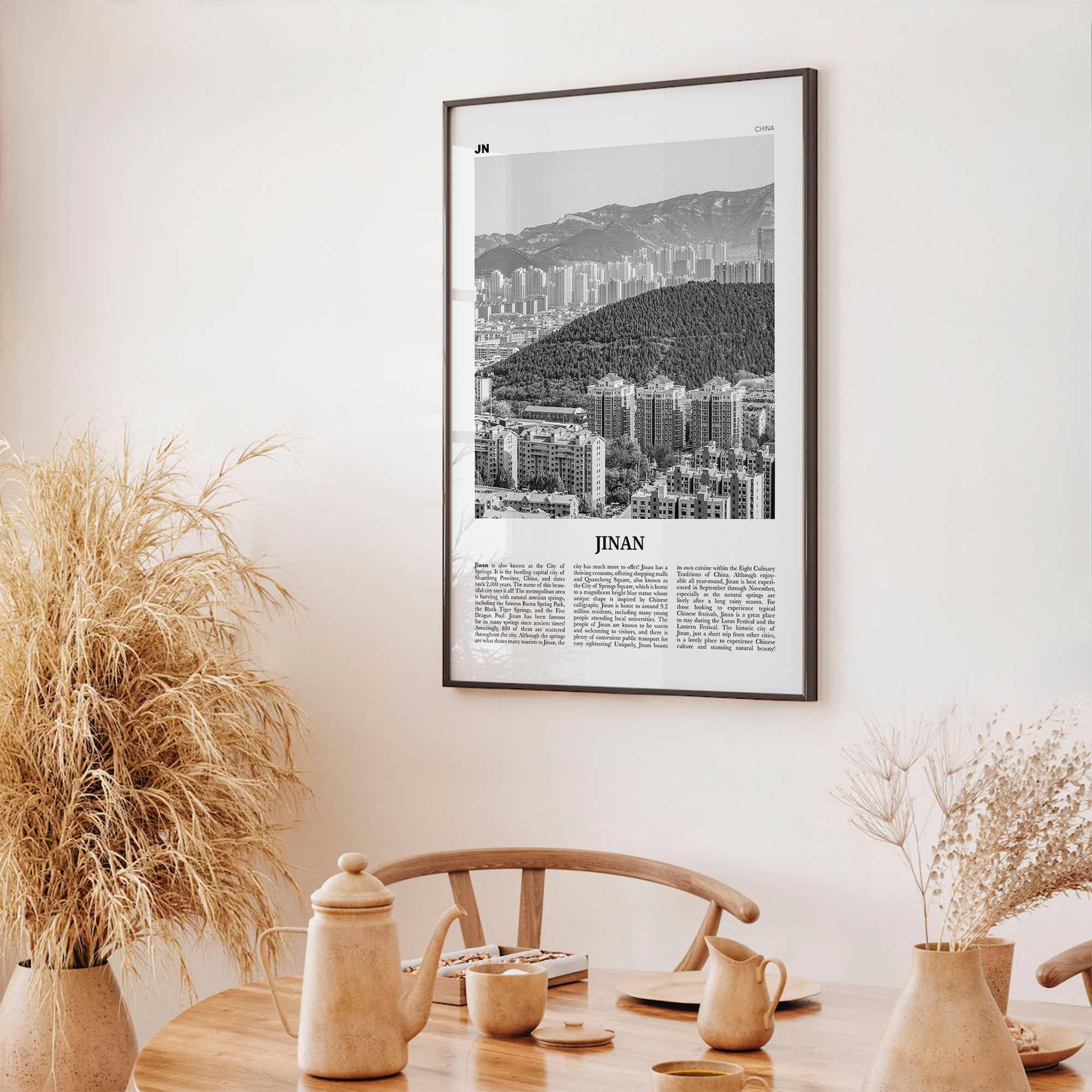 Jinan Print Black and White, Jinan Wall Art, Jinan Poster, Jinan Photo, Jinan Wall Décor, Jinan Map, China
