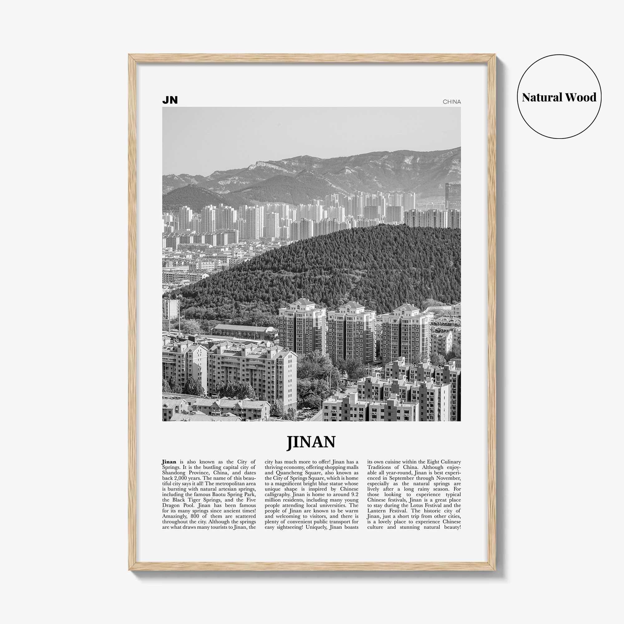 Jinan Print Black and White, Jinan Wall Art, Jinan Poster, Jinan Photo, Jinan Wall Décor, Jinan Map, China