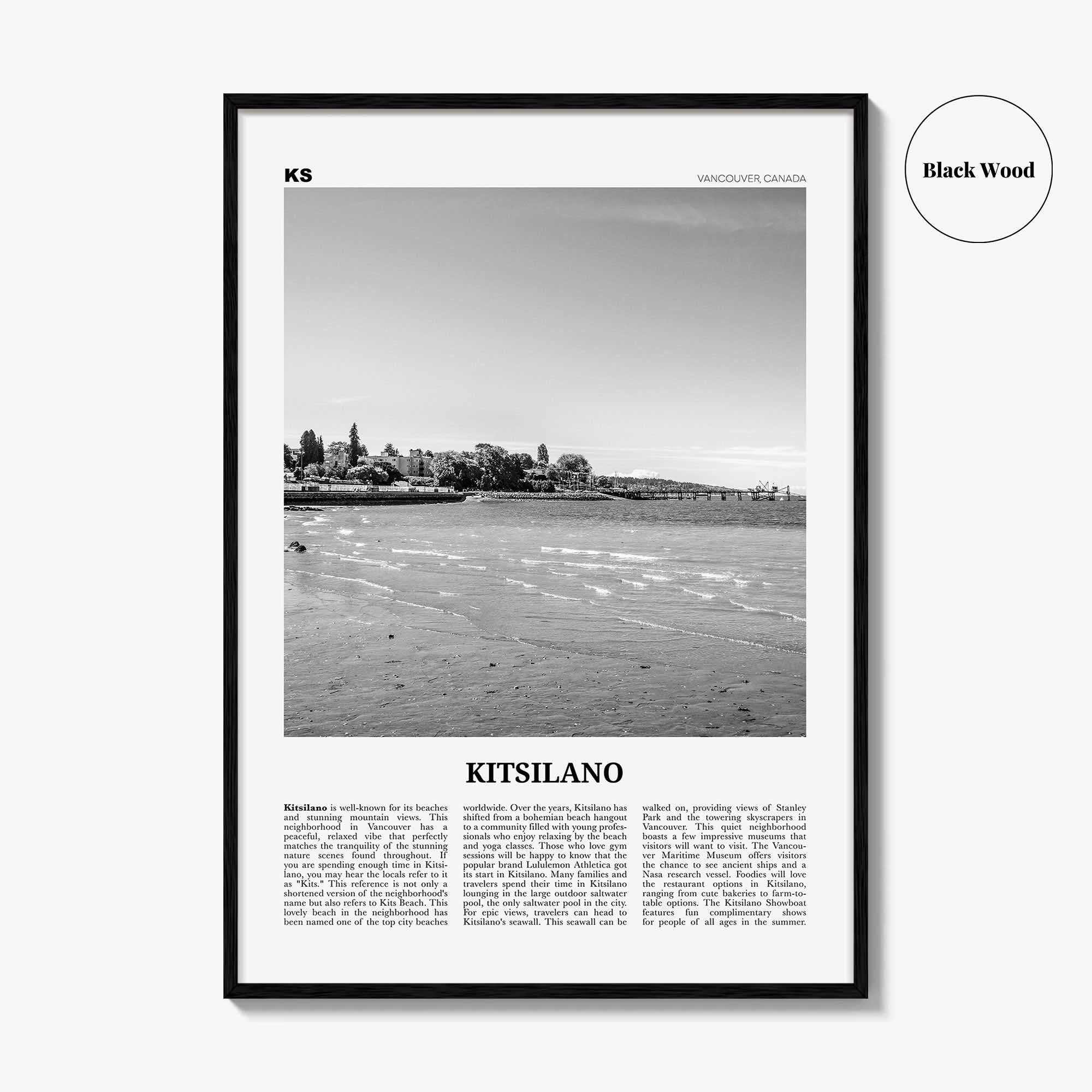 Kitsilano Print Black and White, Kitsilano Wall Art, Kitsilano Poster, Kitsilano Photo, Kitsilano Décor, Kitsilano Map, Vancouver, Canada