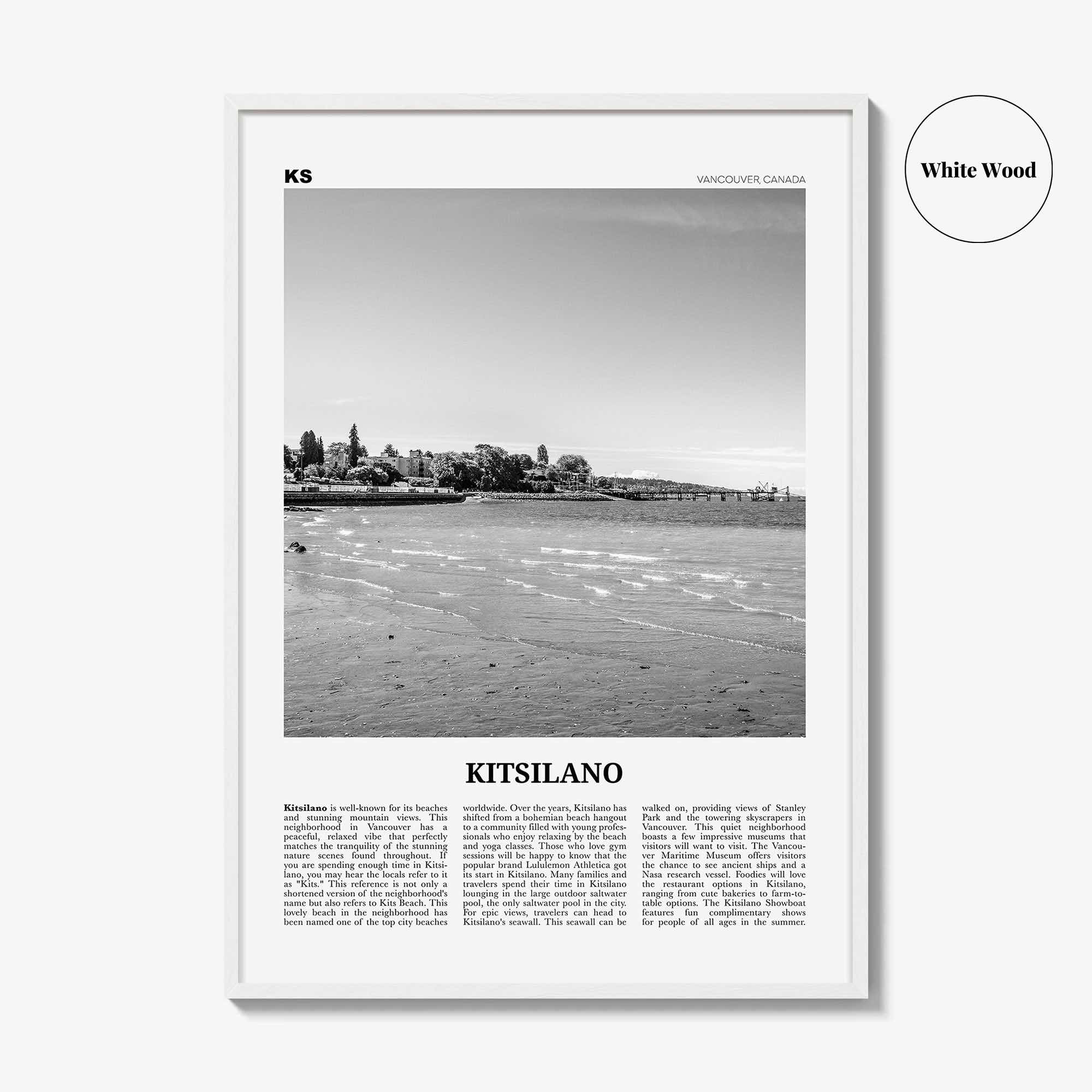 Kitsilano Print Black and White, Kitsilano Wall Art, Kitsilano Poster, Kitsilano Photo, Kitsilano Décor, Kitsilano Map, Vancouver, Canada