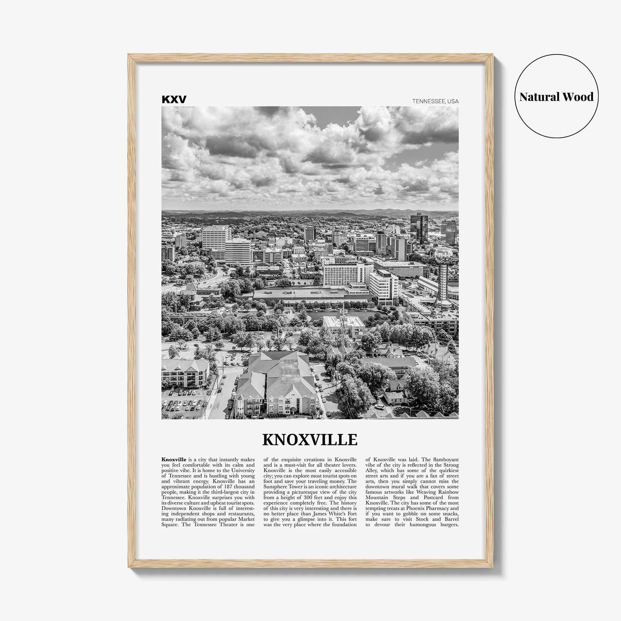 Knoxville Print Black and White No 2, Knoxville Wall Art, Knoxville Poster, Knoxville Photo, Knoxville Wall Décor, Tennessee, USA