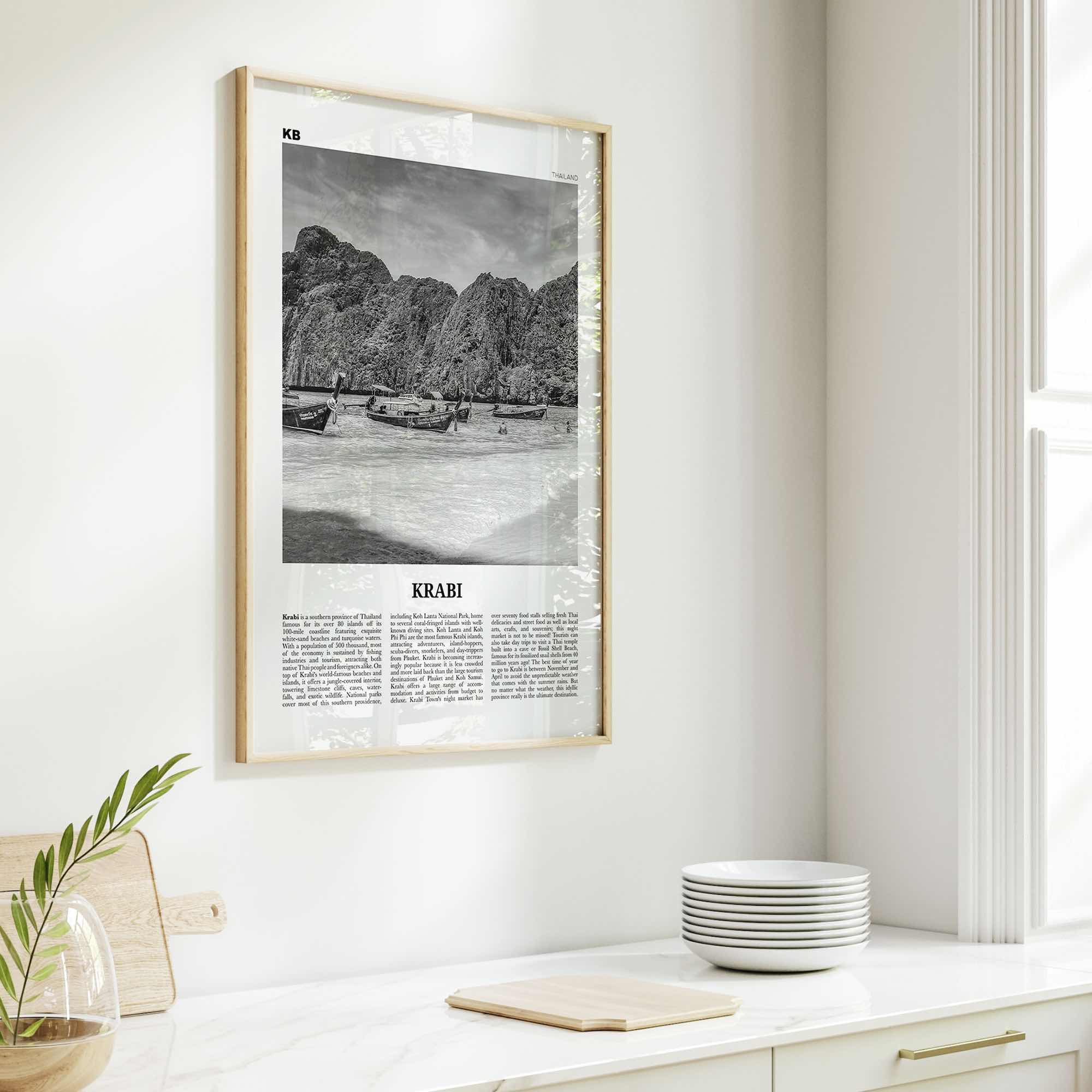 Krabi Print Black and White, Krabi Wall Art, Krabi Poster, Krabi Photo, Thailand, Phang Nga Bay