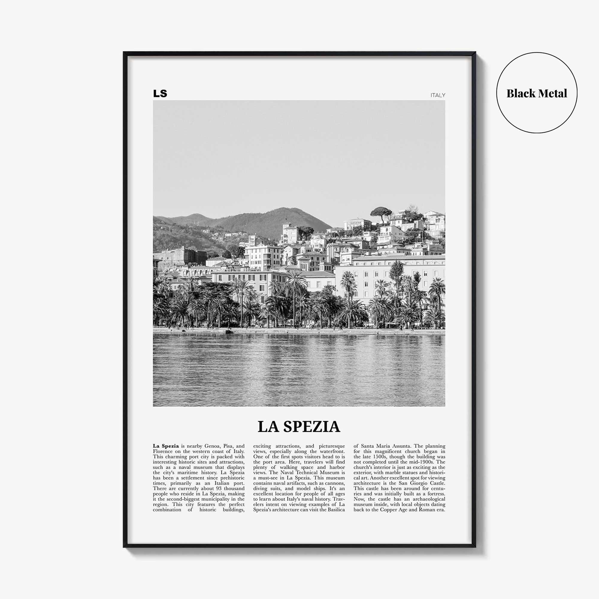 La Spezia Print Black and White, La Spezia Wall Art, La Spezia Poster, La Spezia Photo, La Spezia Wall Décor, La Spezia Map, Italy