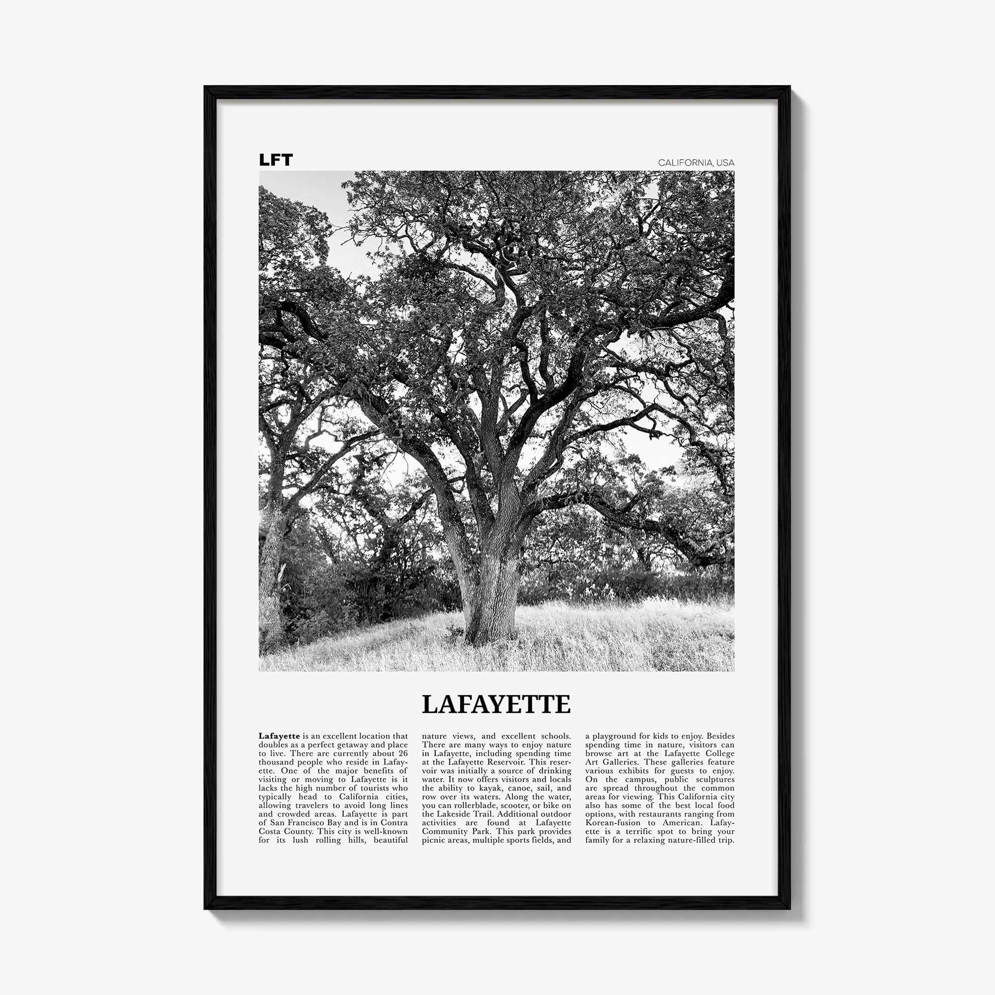 Lafayette Print Black and White California, Lafayette Wall Art, Lafayette Poster, Lafayette Photo, Lafayette Wall Décor, Lafayette Map, USA