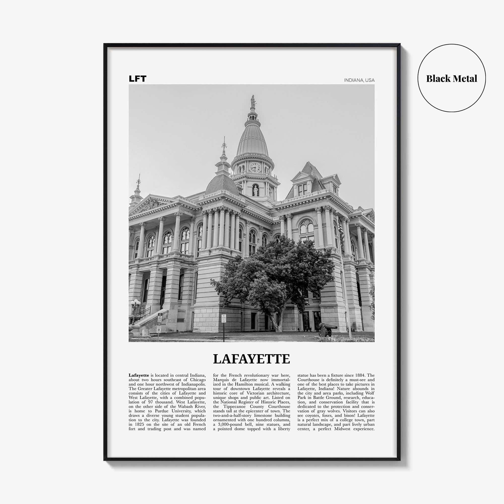 Lafayette Print Black and White Indiana, Lafayette Wall Art, Lafayette Poster, Lafayette Photo, Lafayette Wall Décor, USA, United States