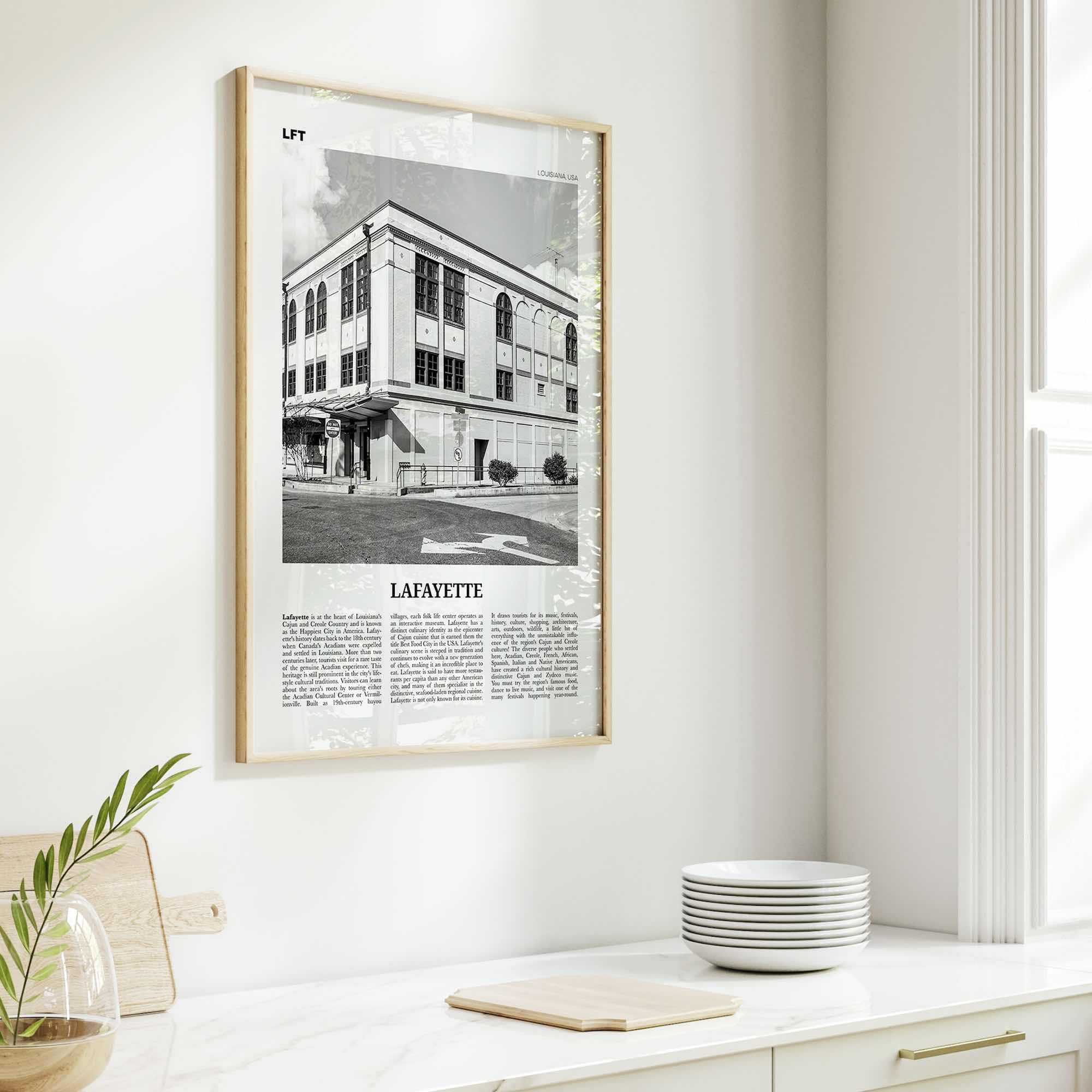 Lafayette Print Black and White Louisiana, Lafayette Wall Art, Lafayette Poster, Lafayette Photo, Lafayette Wall Décor, USA, United States