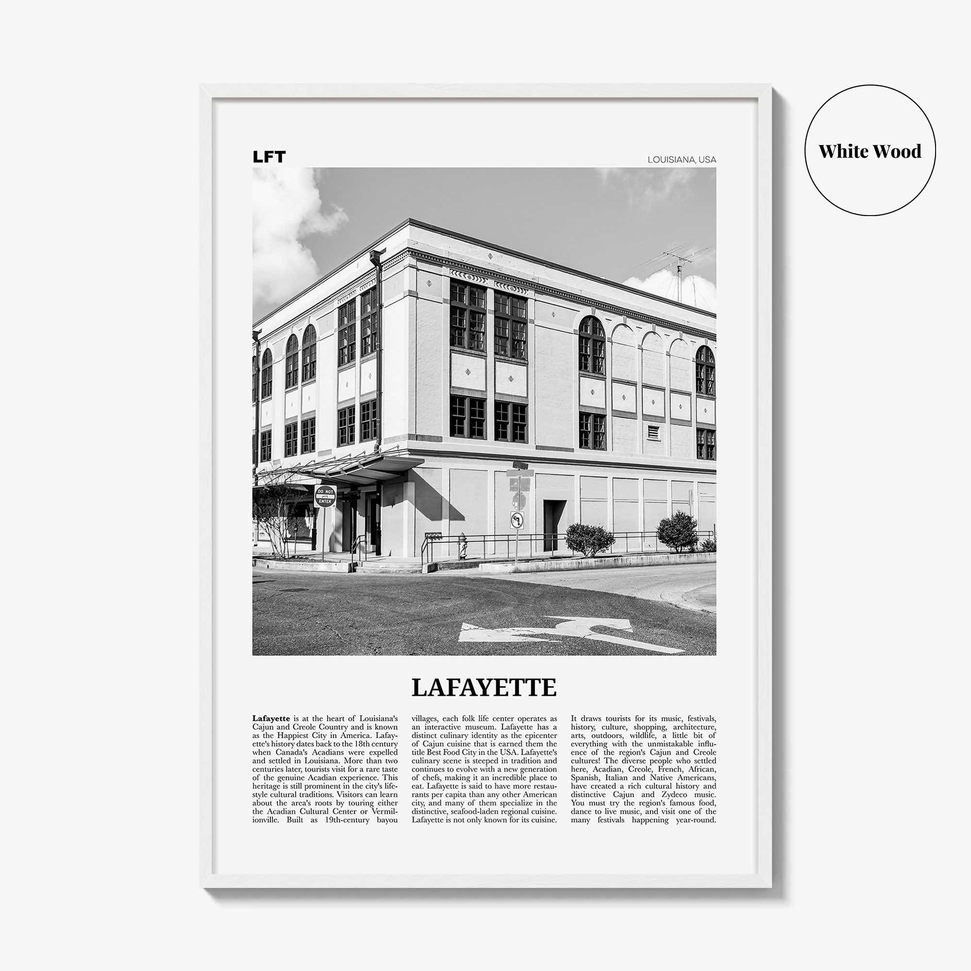 Lafayette Print Black and White Louisiana, Lafayette Wall Art, Lafayette Poster, Lafayette Photo, Lafayette Wall Décor, USA, United States