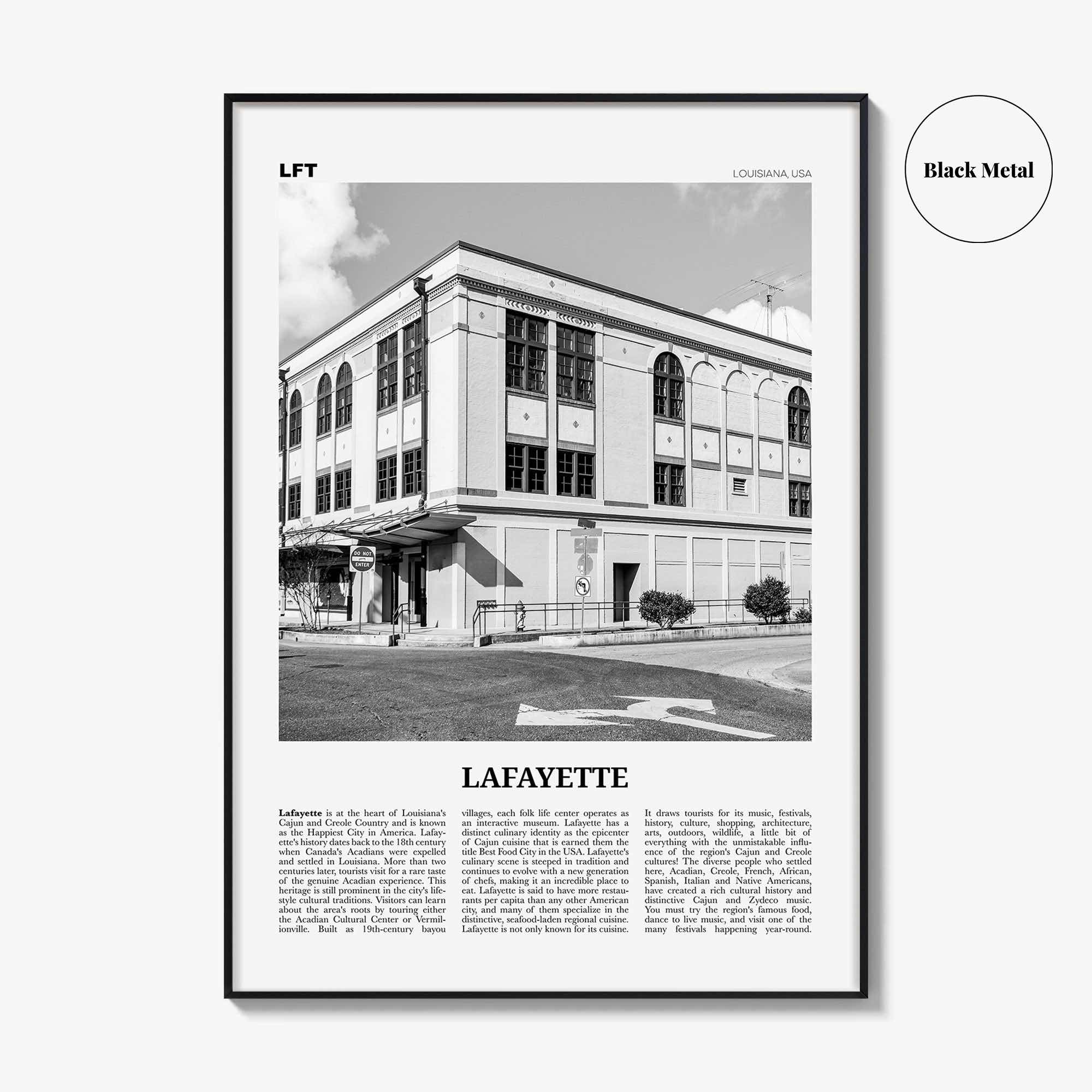 Lafayette Print Black and White Louisiana, Lafayette Wall Art, Lafayette Poster, Lafayette Photo, Lafayette Wall Décor, USA, United States