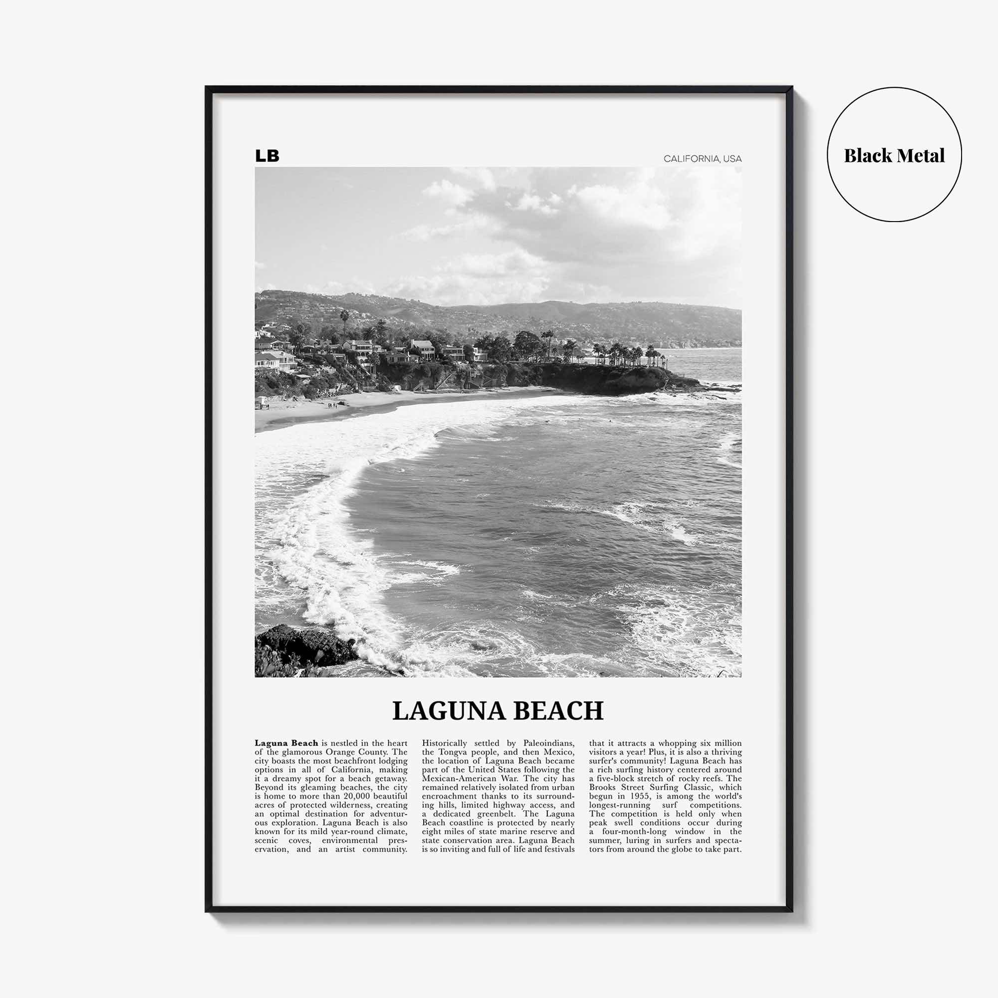 Laguna Beach Print Black and White No 1, Laguna Beach Wall Art, Laguna Beach Poster, Laguna Beach Photo, California, USA, United States