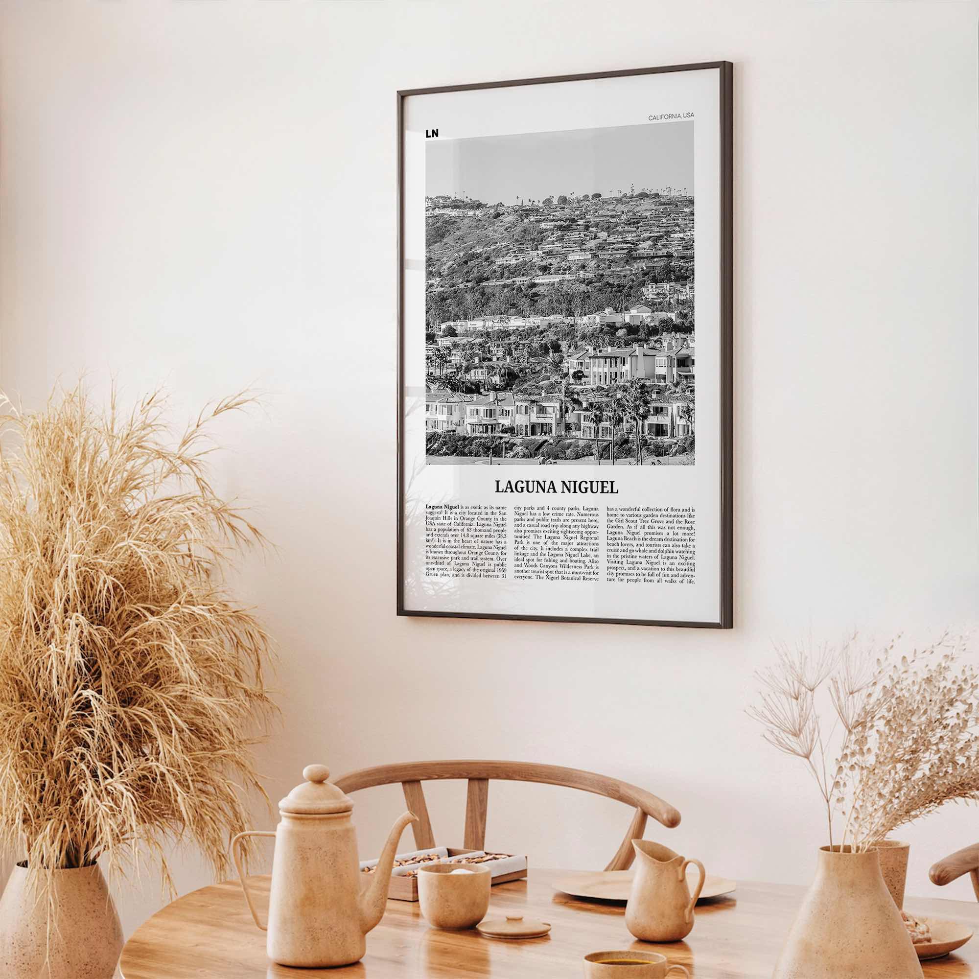Laguna Niguel Print Black and White, Laguna Niguel Wall Art, Laguna Niguel Poster, Laguna Niguel Photo, Laguna Niguel Map, California, USA