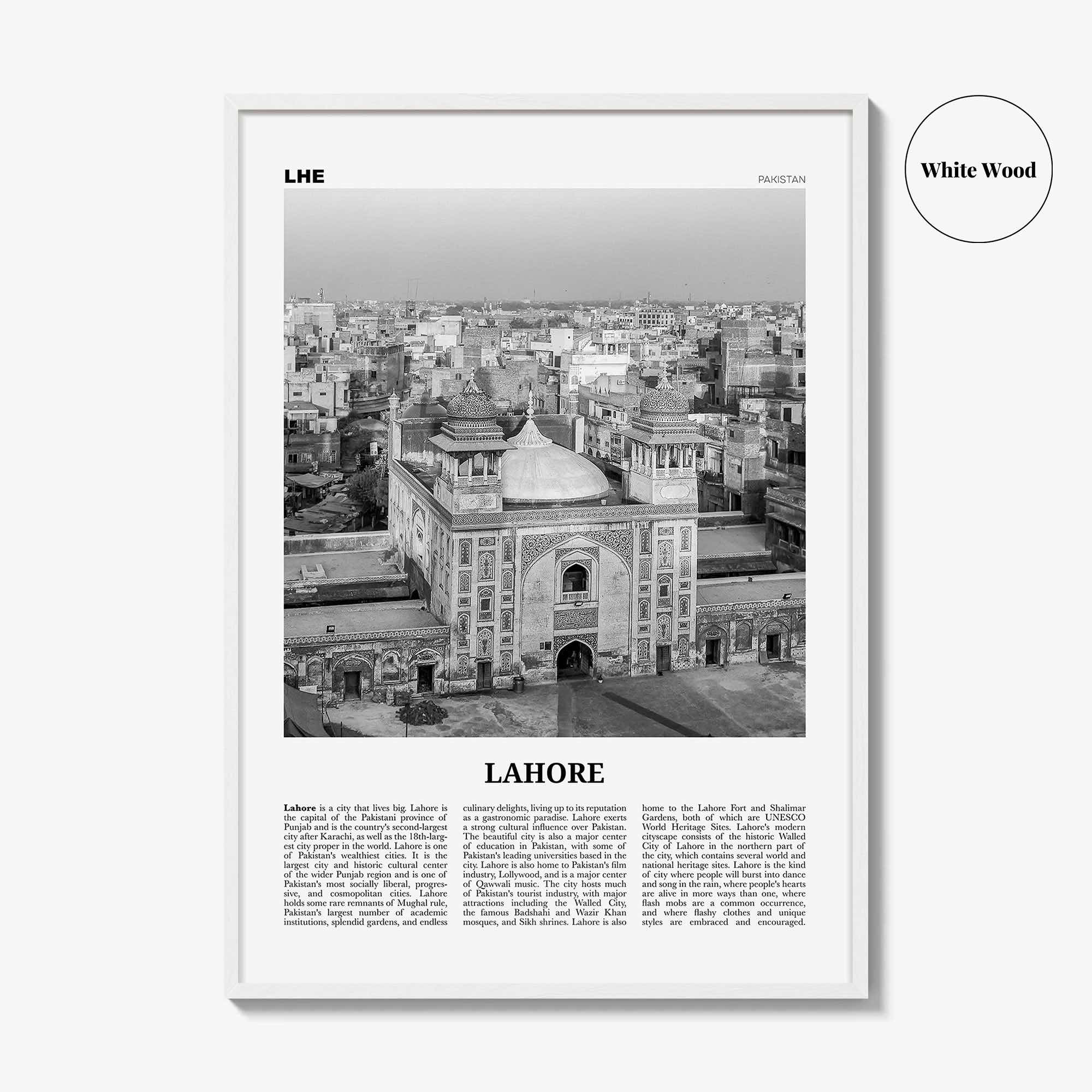 Lahore Print Black and White No 2, Lahore Wall Art, Lahore Poster, Lahore Photo, Lahore Wall Decor, Pakistan, لاہور لہور, Punjab City, Asia