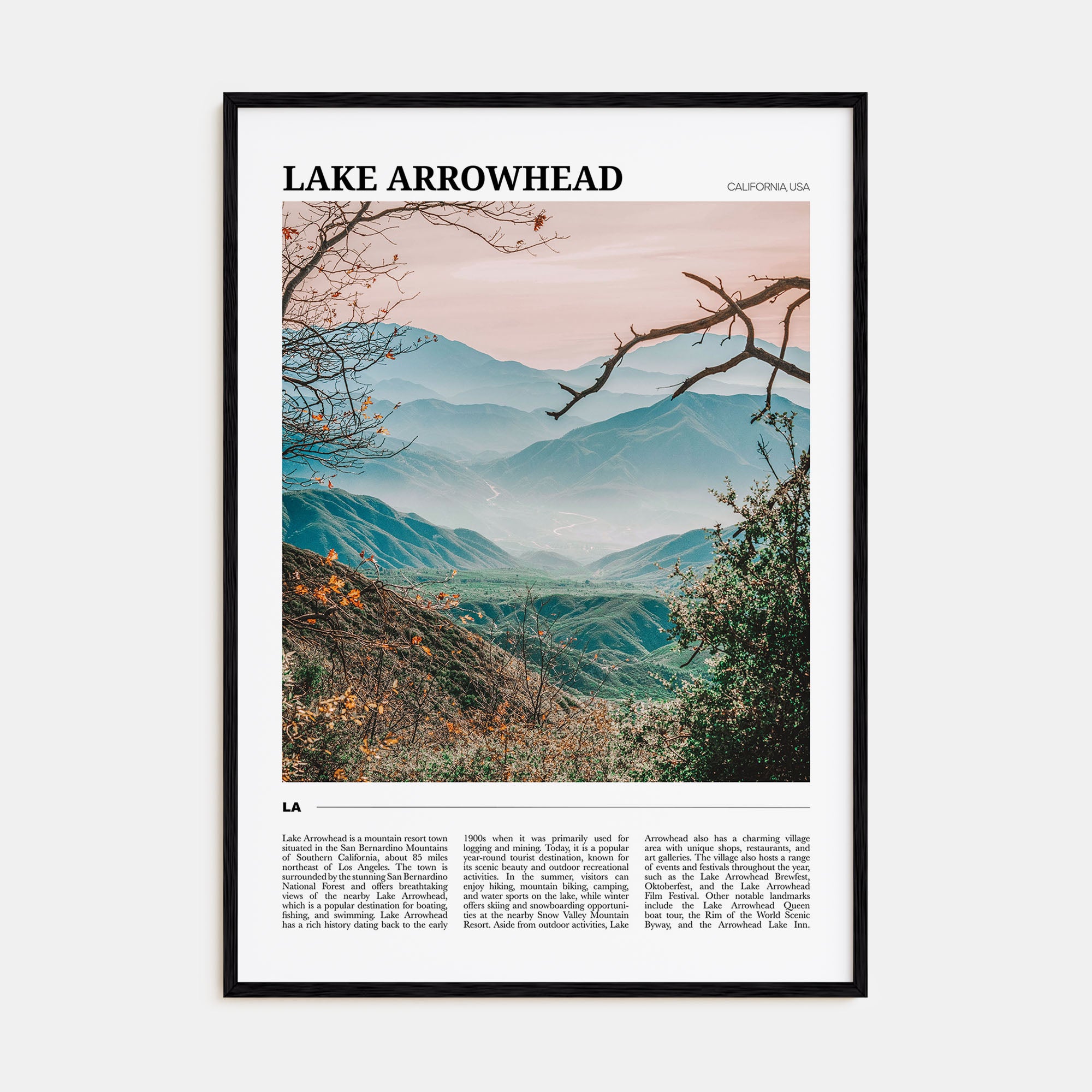 Lake Arrowhead Travel Color Poster