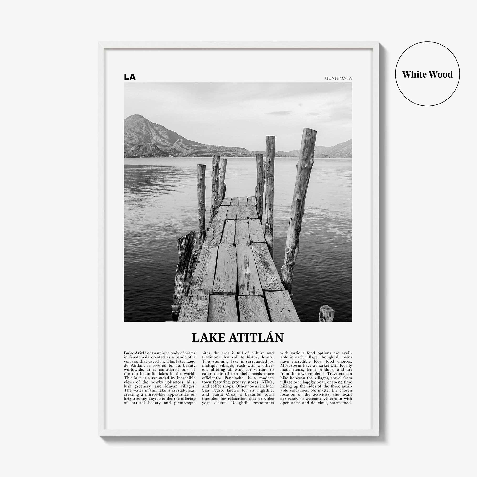 Lake Atitlan Print Black and White, Lake Atitlán Wall Art, Lake Atitlán Poster, Lake Atitlán Photo, Lake Atitlán Wall Décor, Guatemala