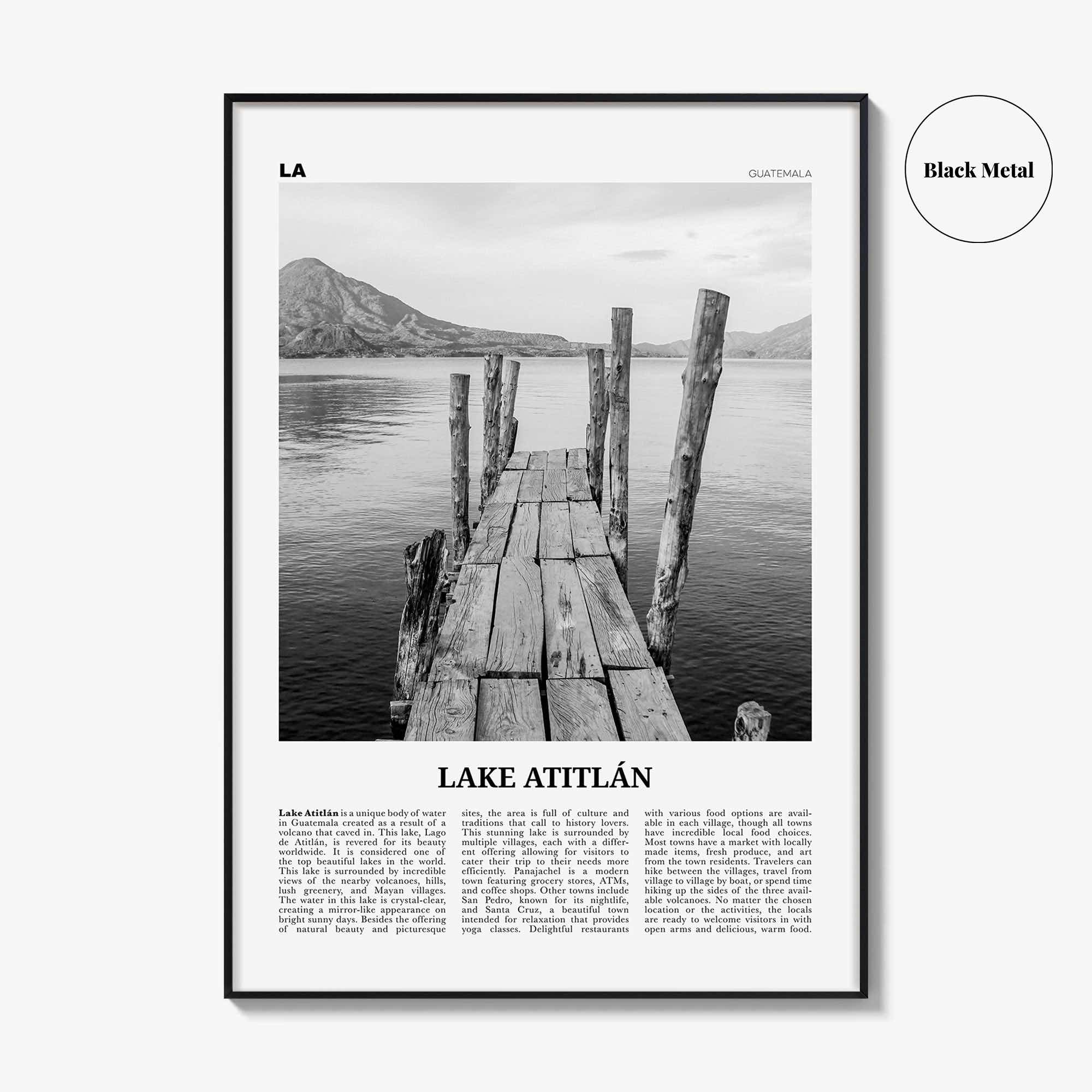 Lake Atitlan Print Black and White, Lake Atitlán Wall Art, Lake Atitlán Poster, Lake Atitlán Photo, Lake Atitlán Wall Décor, Guatemala