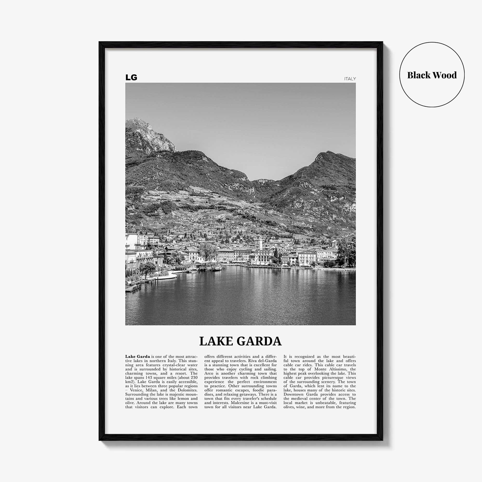 Lake Garda Print Black and White, Lake Garda Wall Art, Lake Garda Poster, Lake Garda Photo, Lake Garda Wall Décor, Lake Garda Map, Italy
