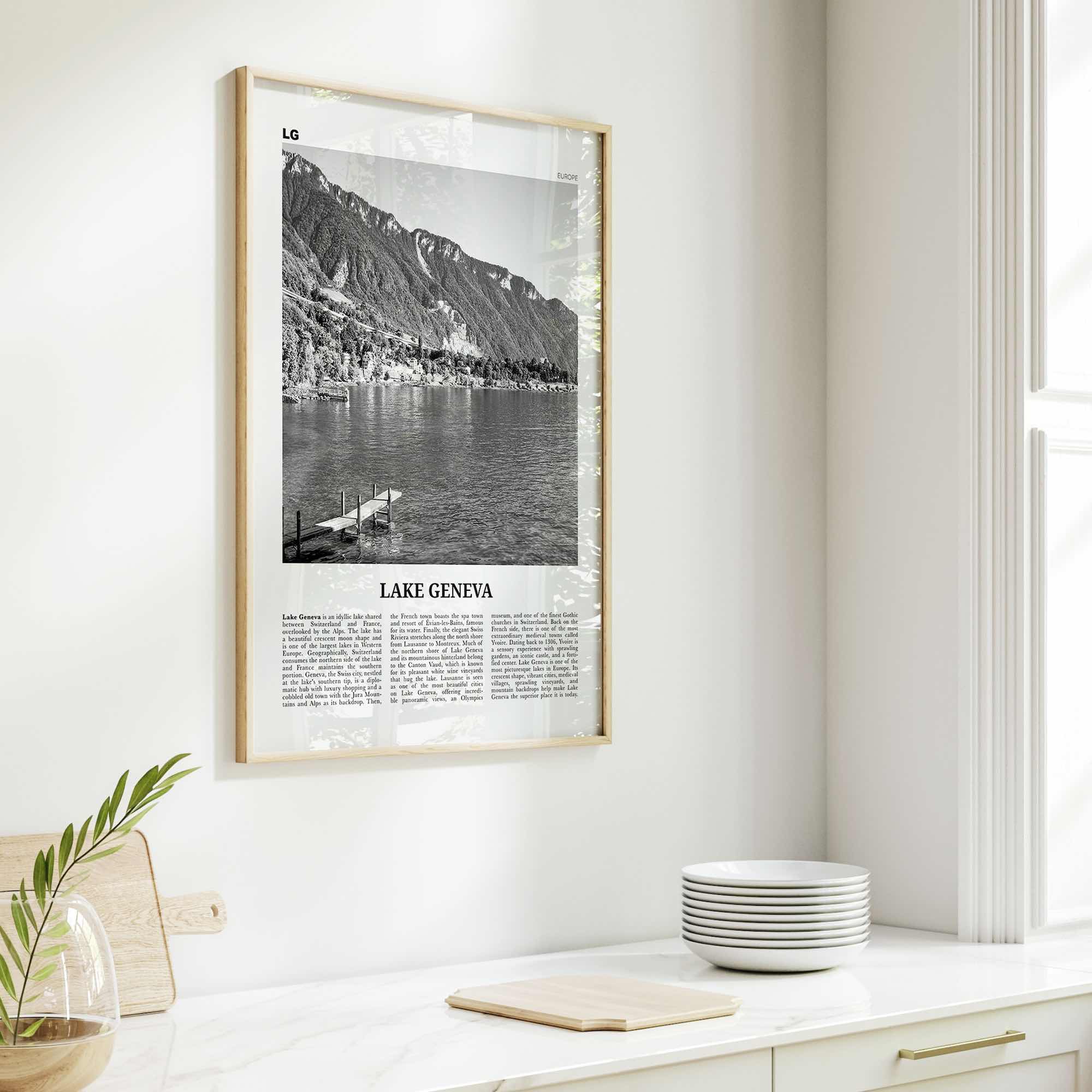 Lake Geneva Print Black and White, Lake Geneva Wall Art, Lake Geneva Poster, Lake Geneva Photo, Lake Geneva Wall Décor, Lake Geneva Map