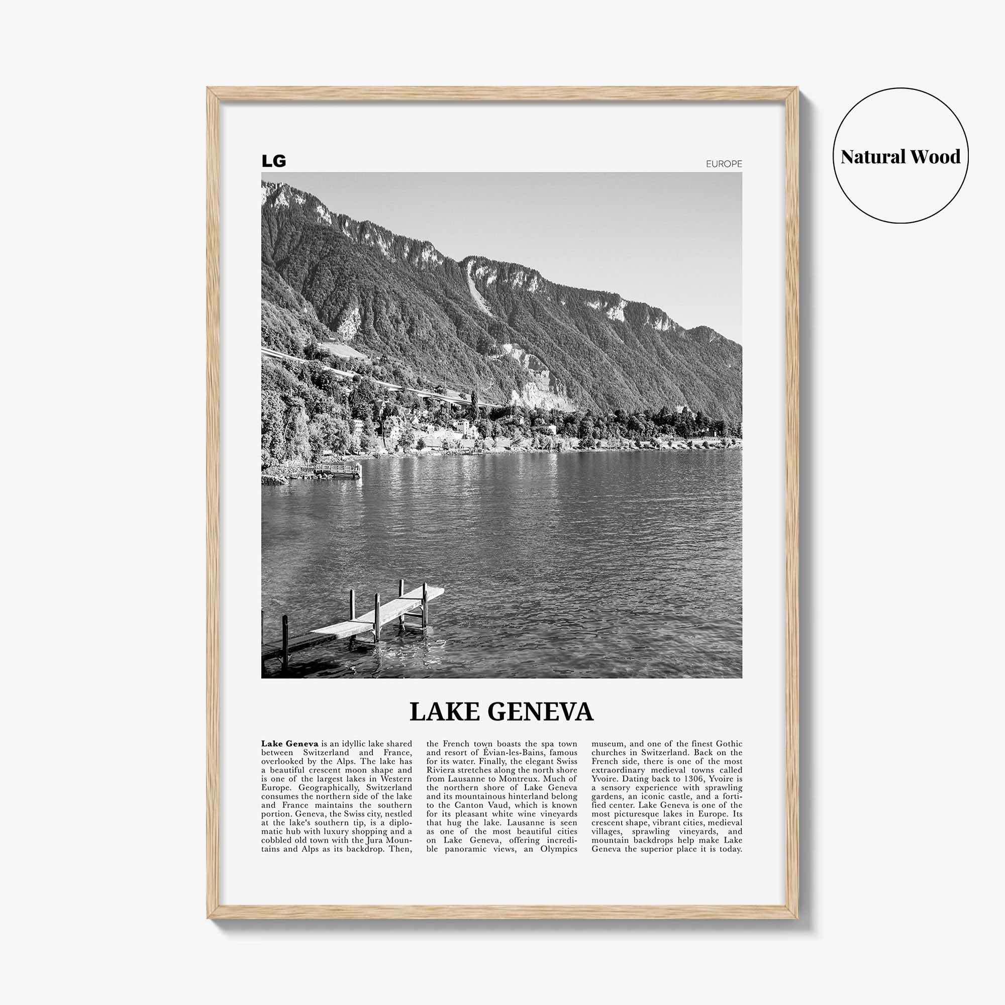 Lake Geneva Print Black and White, Lake Geneva Wall Art, Lake Geneva Poster, Lake Geneva Photo, Lake Geneva Wall Décor, Lake Geneva Map