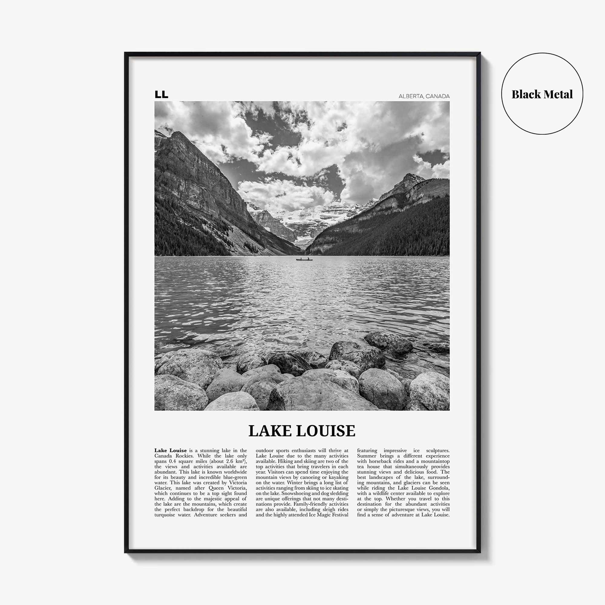 Lake Louise Print Black and White No 2, Lake Louise Wall Art, Lake Louise Poster, Lake Louise Photo, Lake Louise Wall Décor, Alberta, Canada