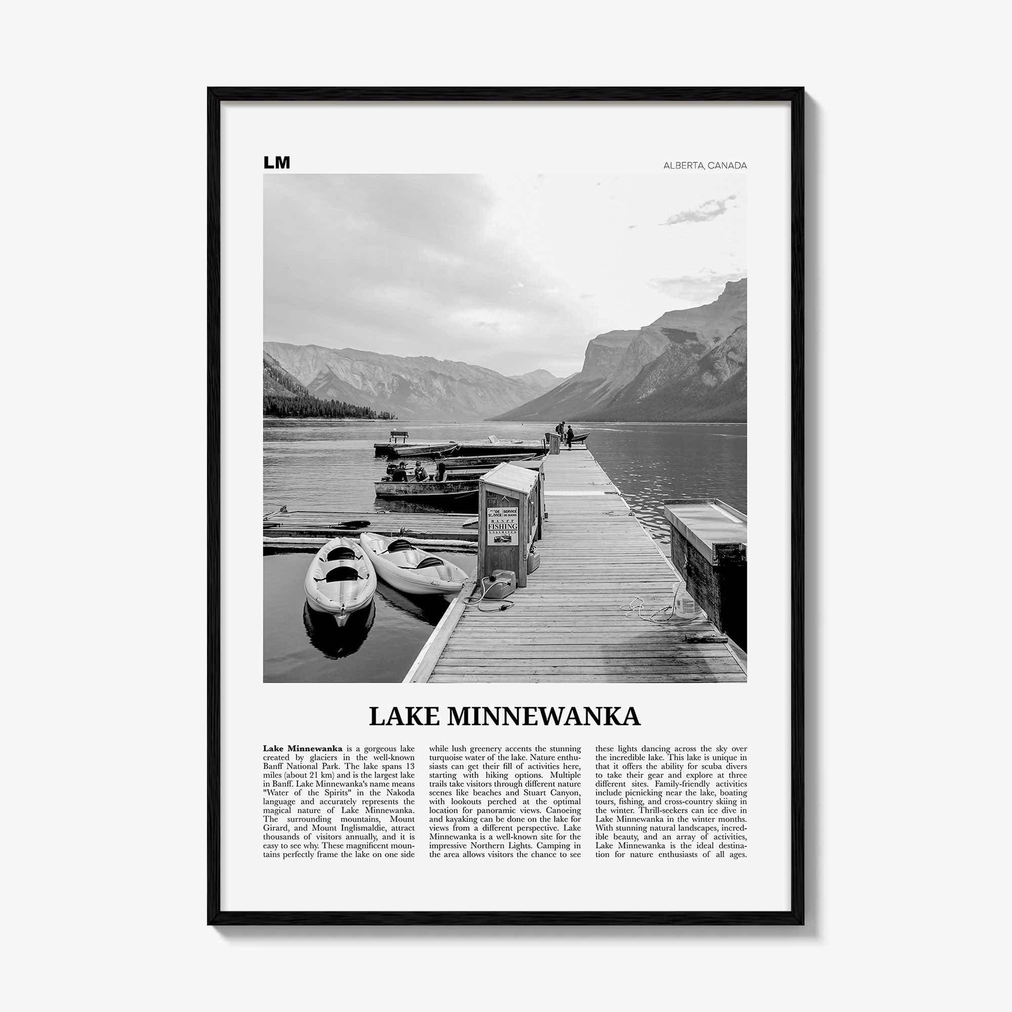 Lake Minnewanka Print Black and White, Lake Minnewanka Wall Art, Lake Minnewanka Poster, Lake Minnewanka Photo, Lake Minnewanka Wall Décor