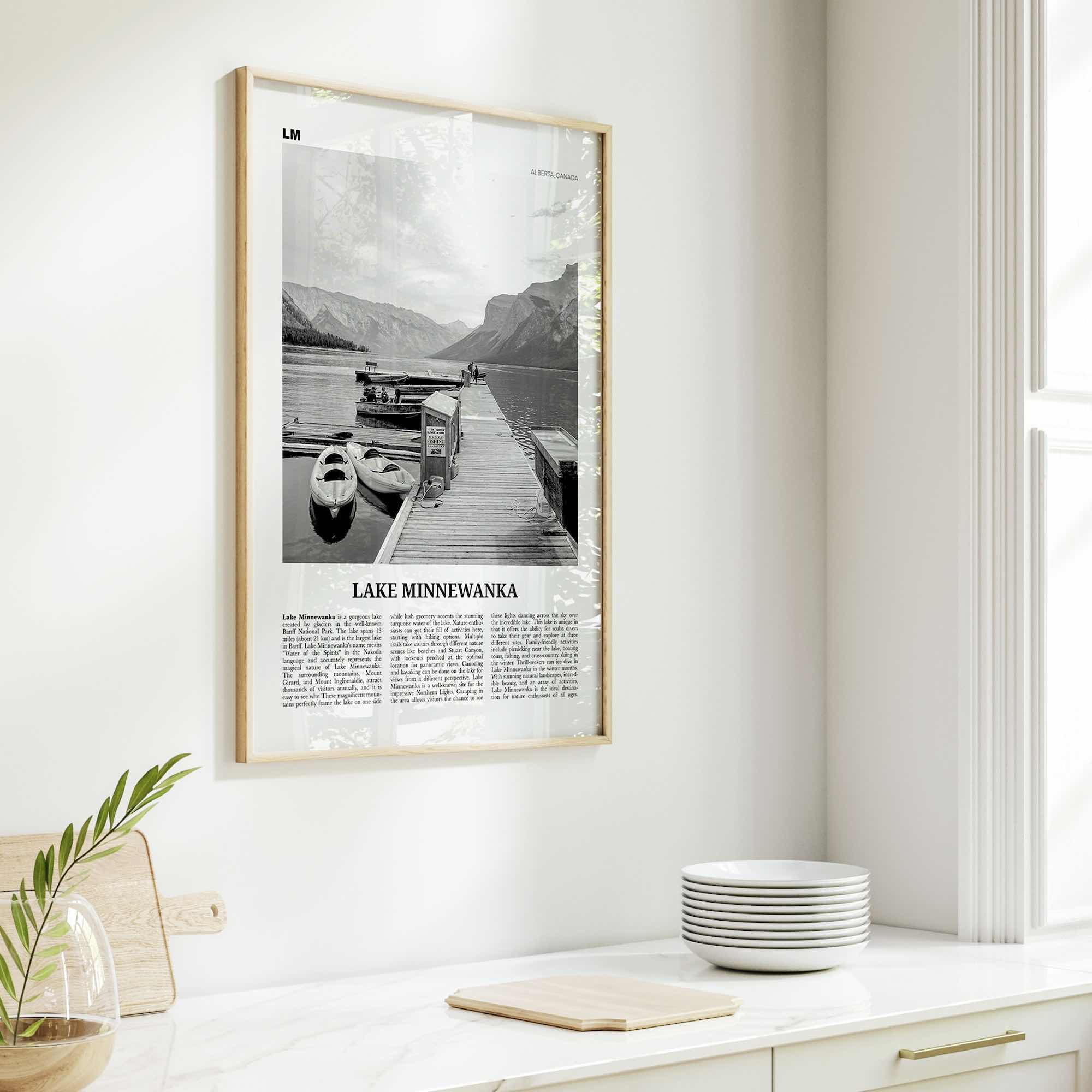 Lake Minnewanka Print Black and White, Lake Minnewanka Wall Art, Lake Minnewanka Poster, Lake Minnewanka Photo, Lake Minnewanka Wall Décor