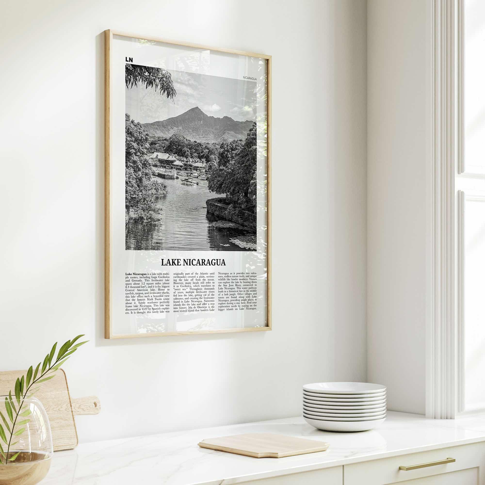 Lake Nicaragua Print Black and White, Lake Nicaragua Wall Art, Lake Nicaragua Poster, Lake Nicaragua Photo, Lake Nicaragua Wall Décor