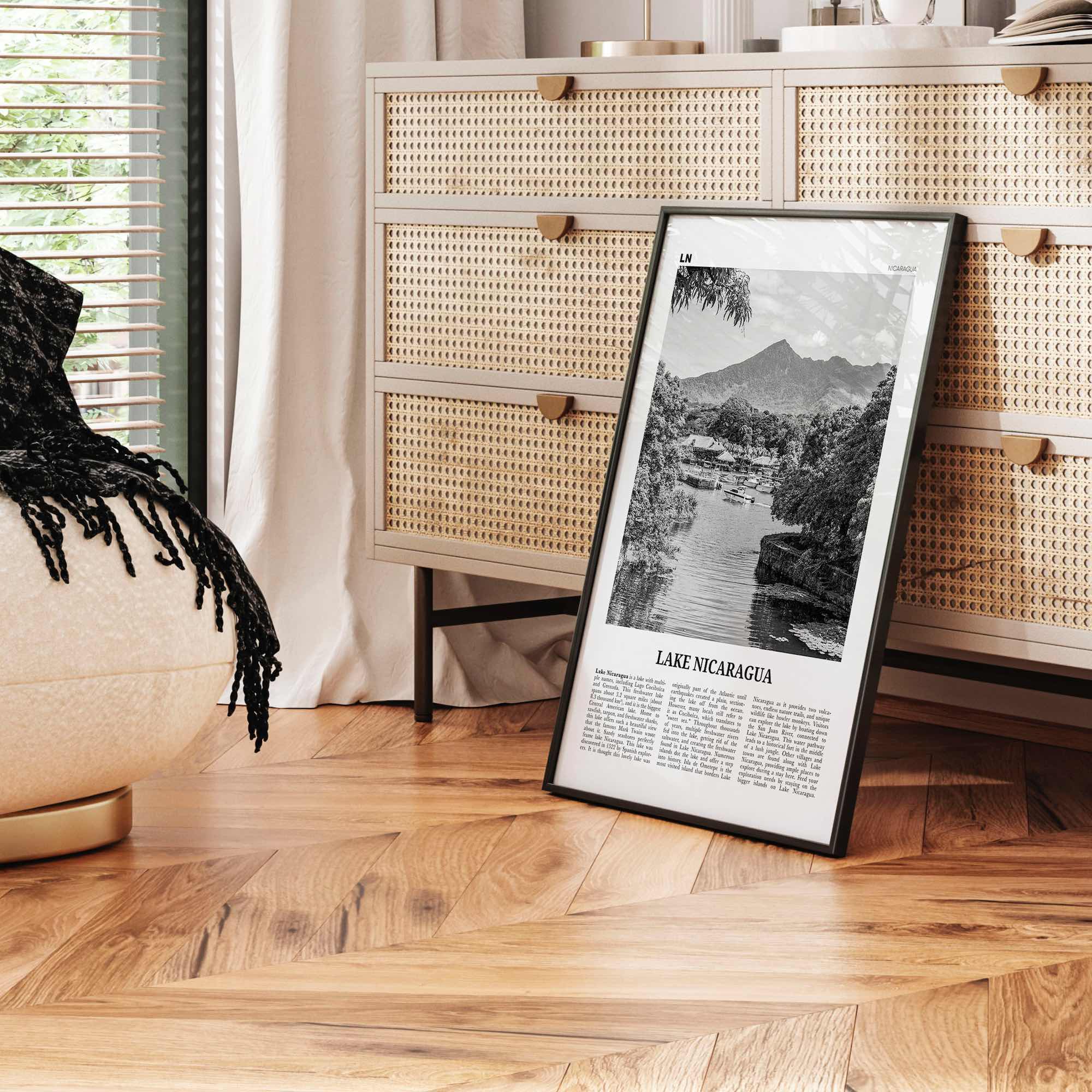 Lake Nicaragua Print Black and White, Lake Nicaragua Wall Art, Lake Nicaragua Poster, Lake Nicaragua Photo, Lake Nicaragua Wall Décor