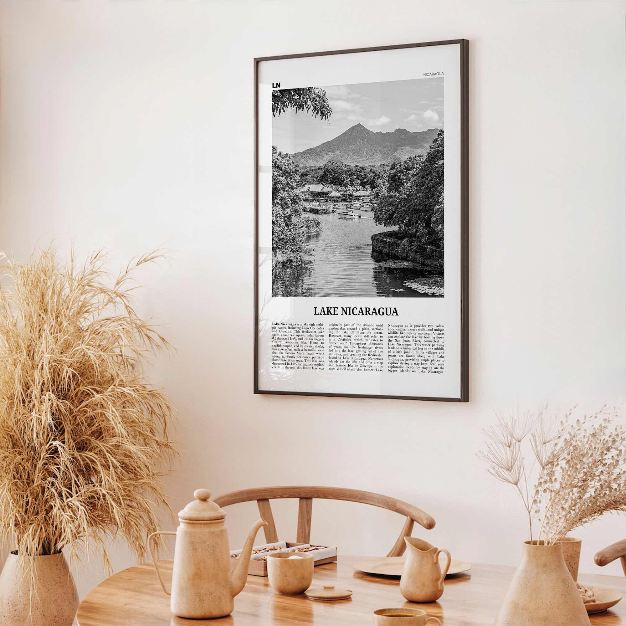 Lake Nicaragua Print Black and White, Lake Nicaragua Wall Art, Lake Nicaragua Poster, Lake Nicaragua Photo, Lake Nicaragua Wall Décor