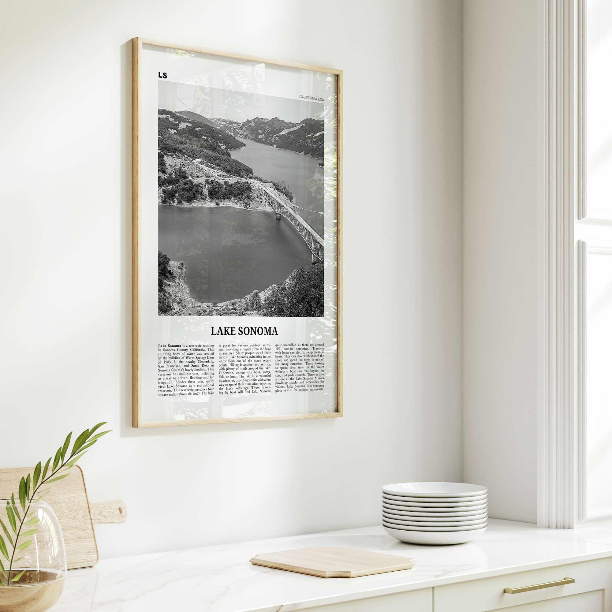 Lake Sonoma Print Black and White, Lake Sonoma Wall Art, Lake Sonoma Poster, Lake Sonoma Photo, Lake Sonoma Décor, California, USA