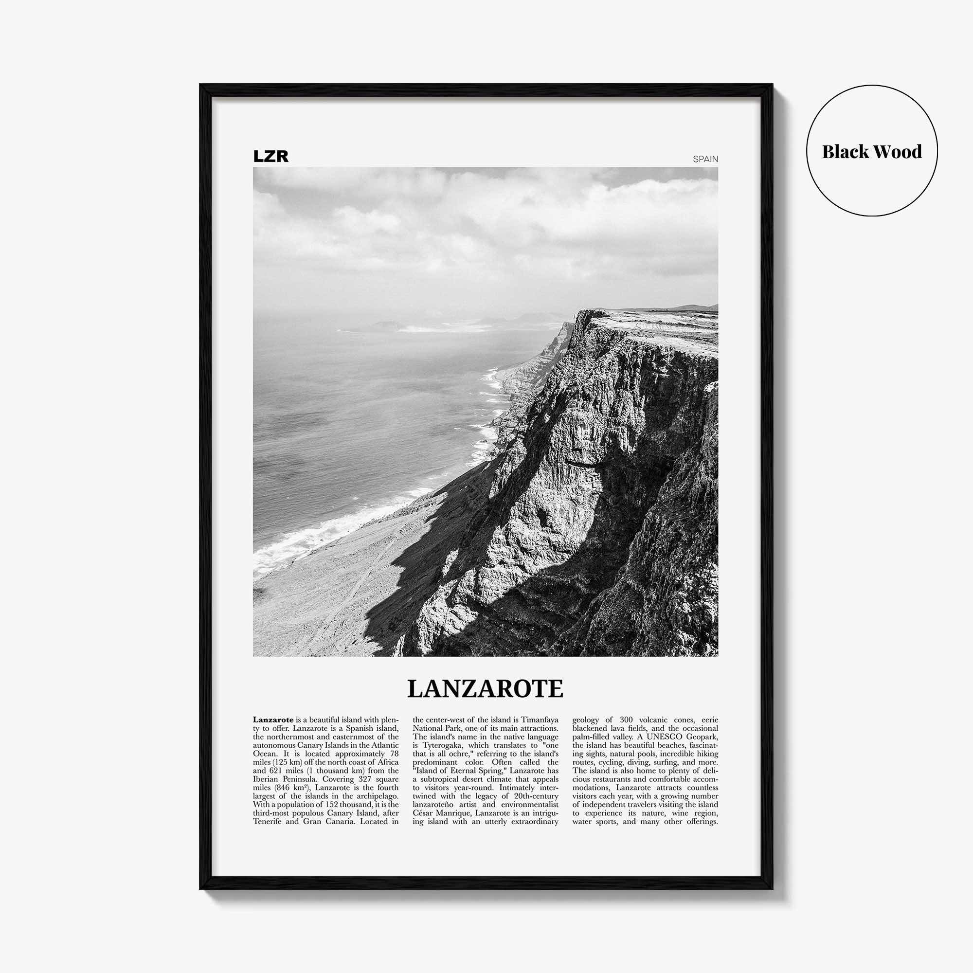 Lanzarote Print Black and White, Lanzarote Wall Art, Lanzarote Poster, Lanzarote Photo, Canary, Spain, Canarias, España, Lanza, Europe