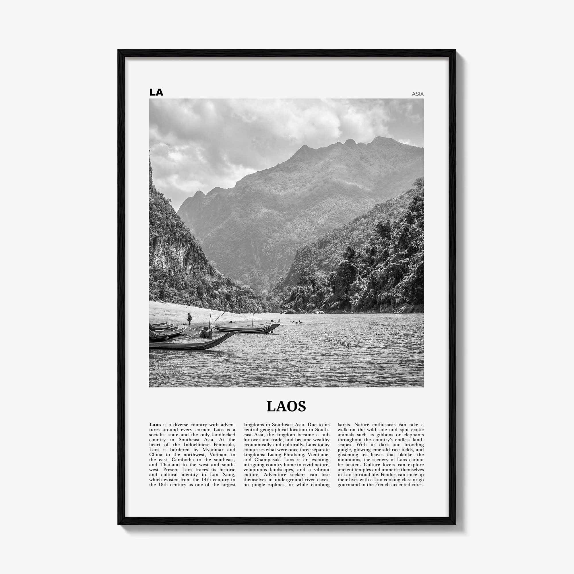 Laos Print Black and White No 1, Laos Wall Art, Laos Poster, Laos Photo, Laos Wall Decor, Lāo, Lao People's, Vientiane, Asia