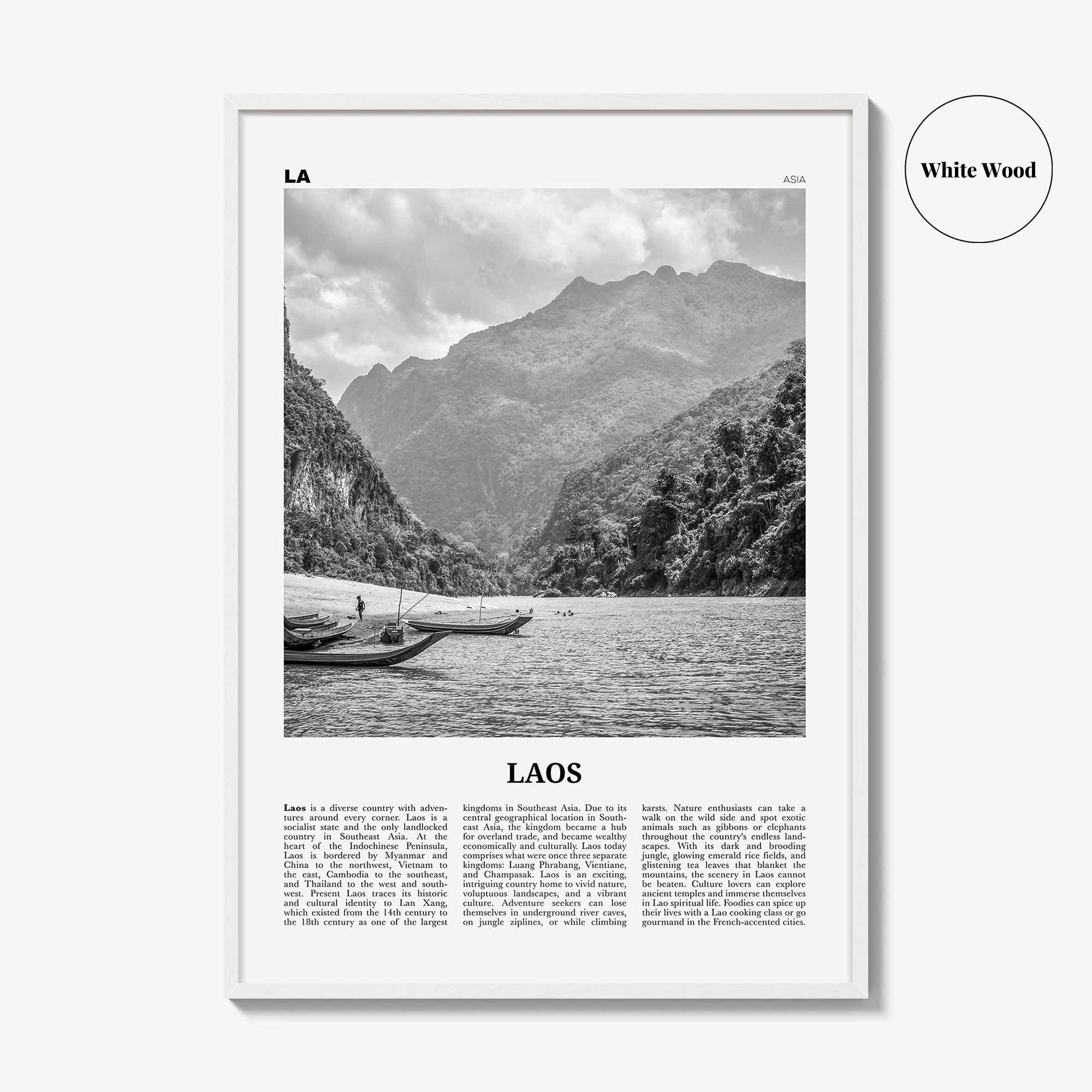 Laos Print Black and White No 1, Laos Wall Art, Laos Poster, Laos Photo, Laos Wall Decor, Lāo, Lao People's, Vientiane, Asia