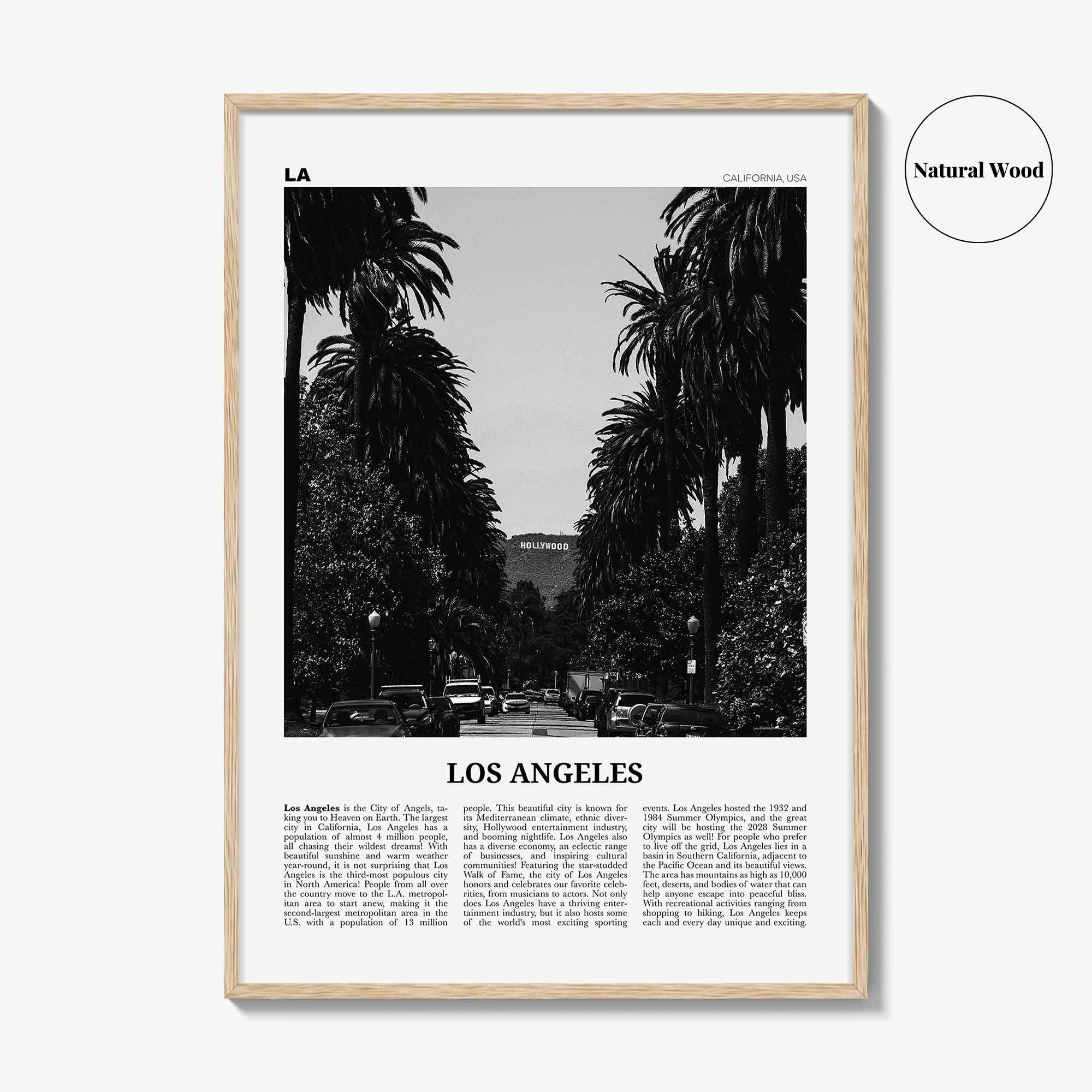 Los Angeles Print Black and White No 1, Los Angeles Wall Art, Los Angeles Poster, Los Angeles, LA, California, USA, United States