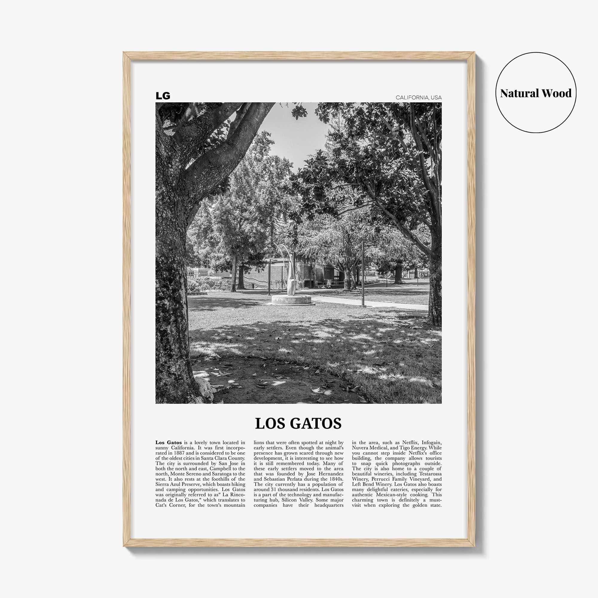 Los Gatos Print Black and White, Los Gatos Wall Art, Los Gatos Poster, Los Gatos Photo, Los Gatos Wall Décor, California, USA, United States