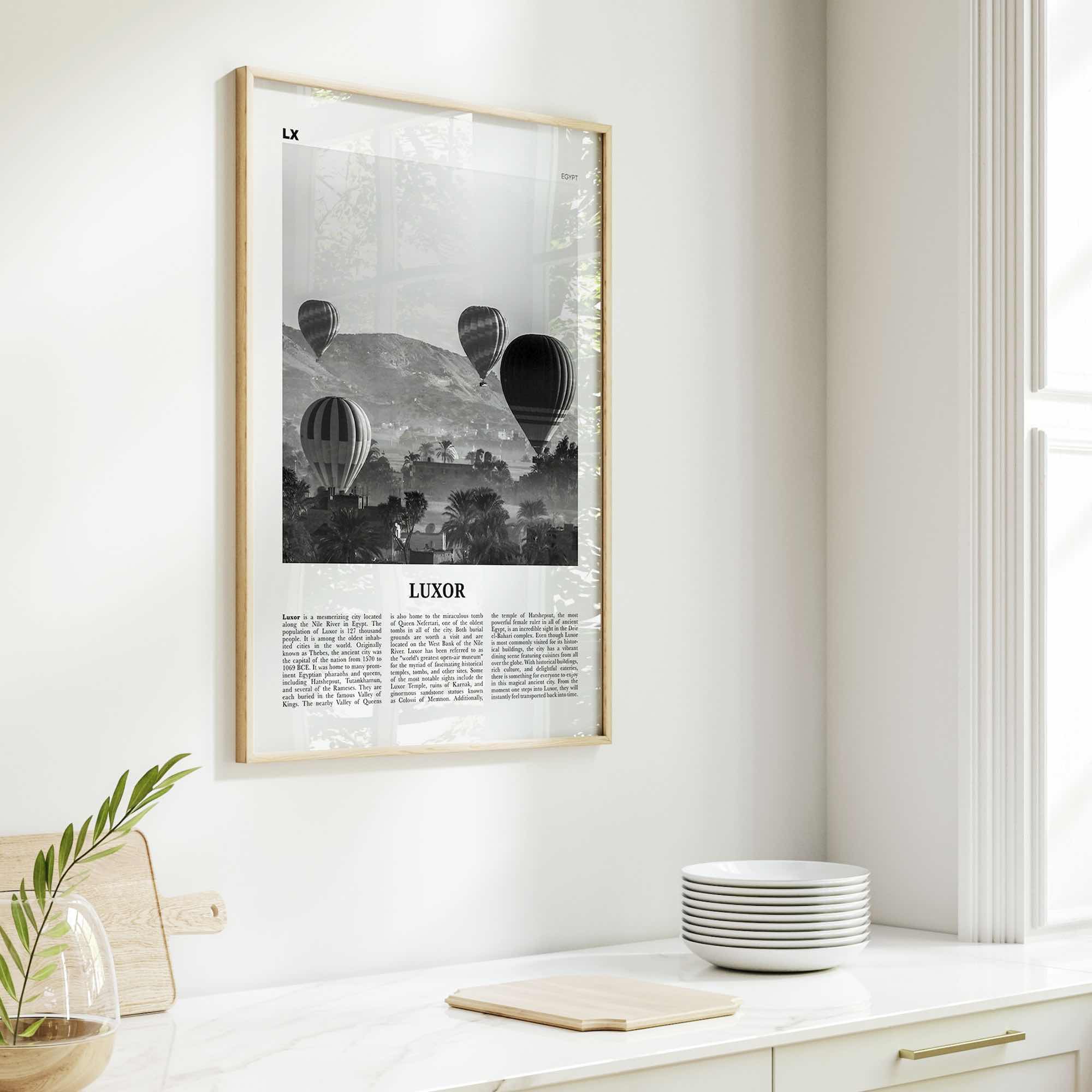 Luxor Print Black and White, Luxor Wall Art, Luxor Poster, Luxor Photo, Luxor Wall Décor, Egypt, الأقصر