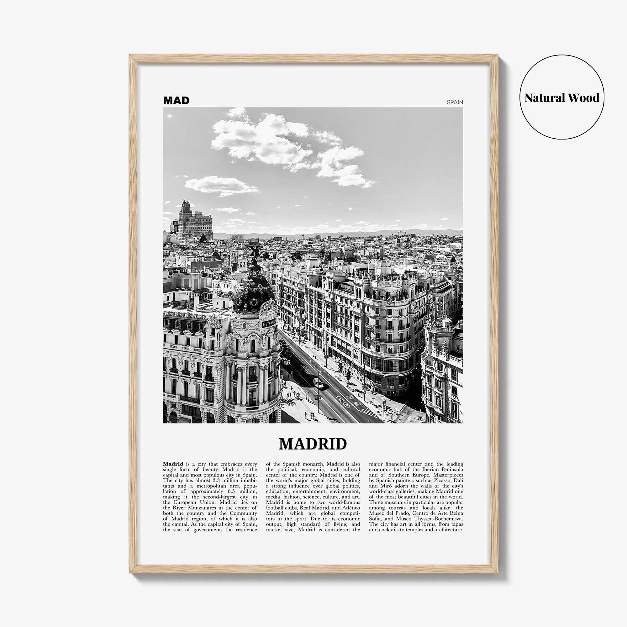 Madrid Print Black and White No 1, Madrid Wall Art, Madrid Poster, Madrid Photo, Madrid Wall Decor, City Art Print, Spain, España